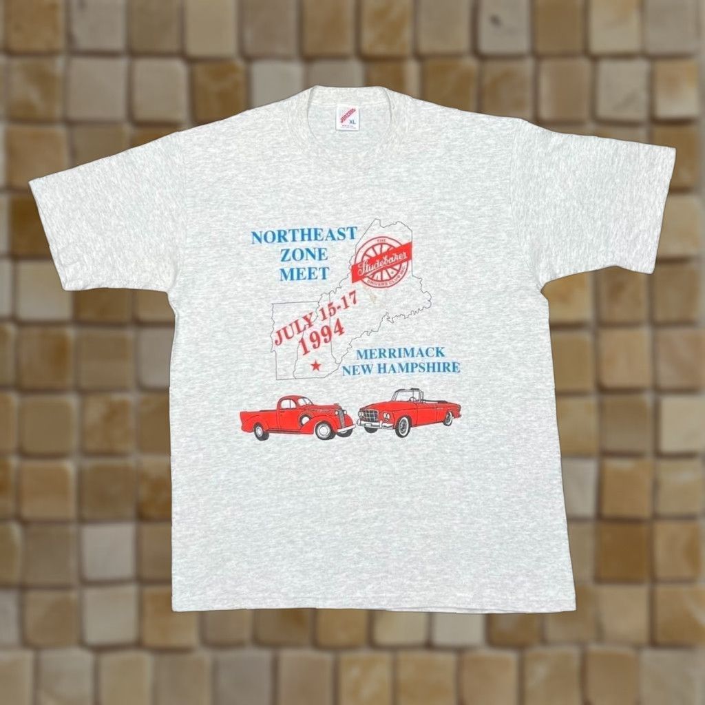 Jerzees VINTAGE Jerzees The Studebaker Drives Club Inc Graphic Single Stitch T-Shirt L XL Grey Mens Vintage Jerzees T-Shirt (1994) Size US L / EU 52-54 / 3 - 1 Thumbnail