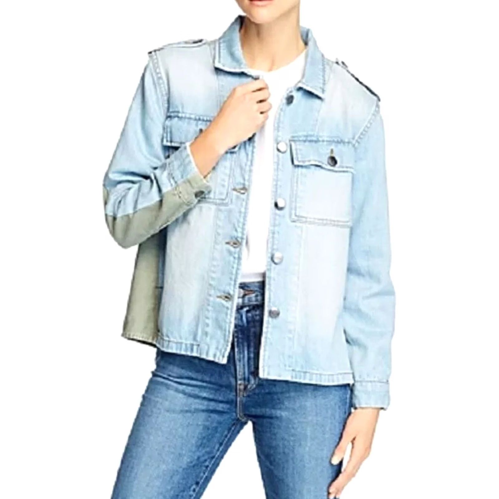 Frame FRAME Cargo Denim Blue/Green Shirt Jacket LSJKCMX207 Women's S Size S / US 4 / IT 40 - 2 Thumbnail