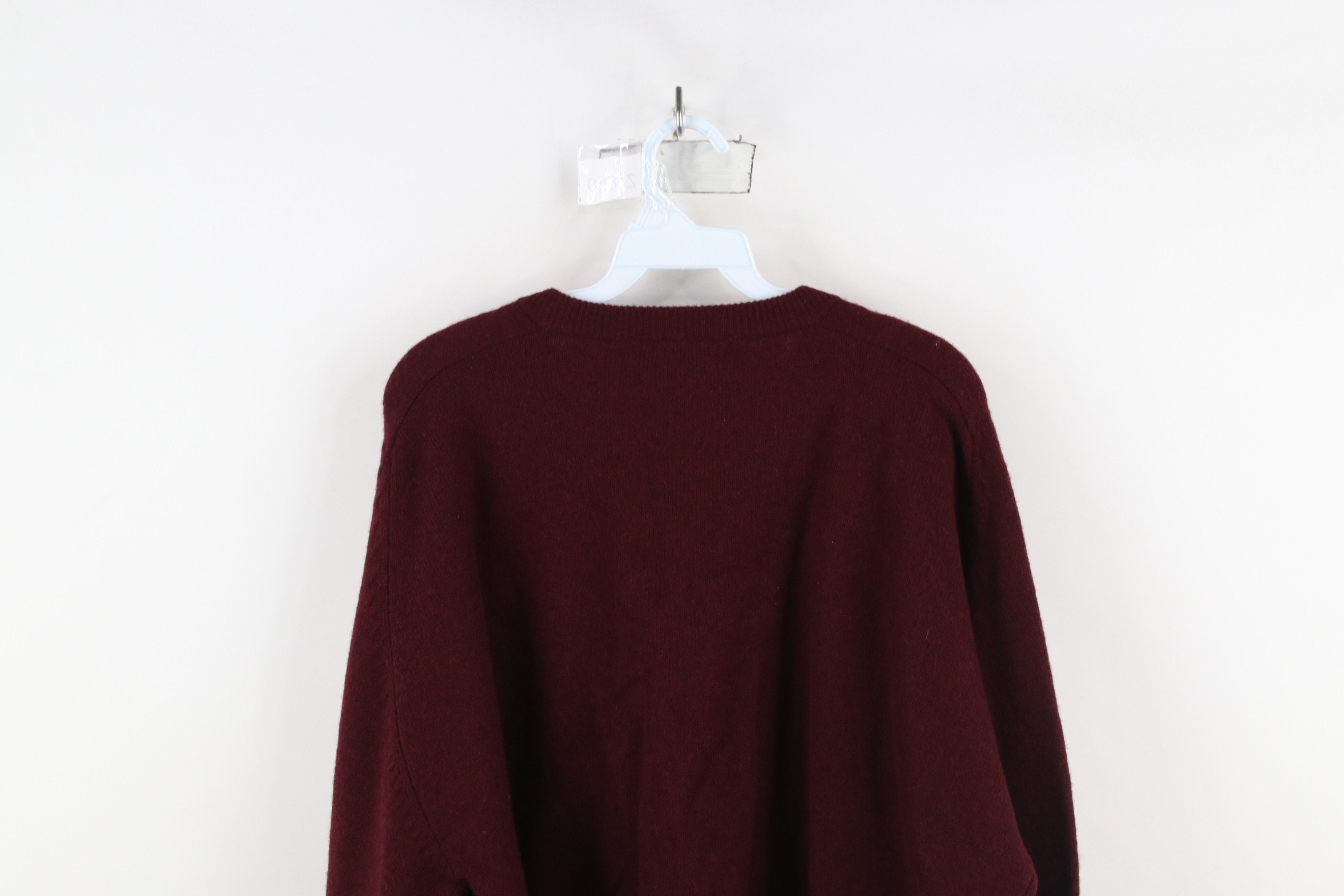 Vintage Vintage 90s Streetwear Lambswool V-Neck Sweater Burgundy Size US XXL / EU 58 / 5 - 7 Thumbnail