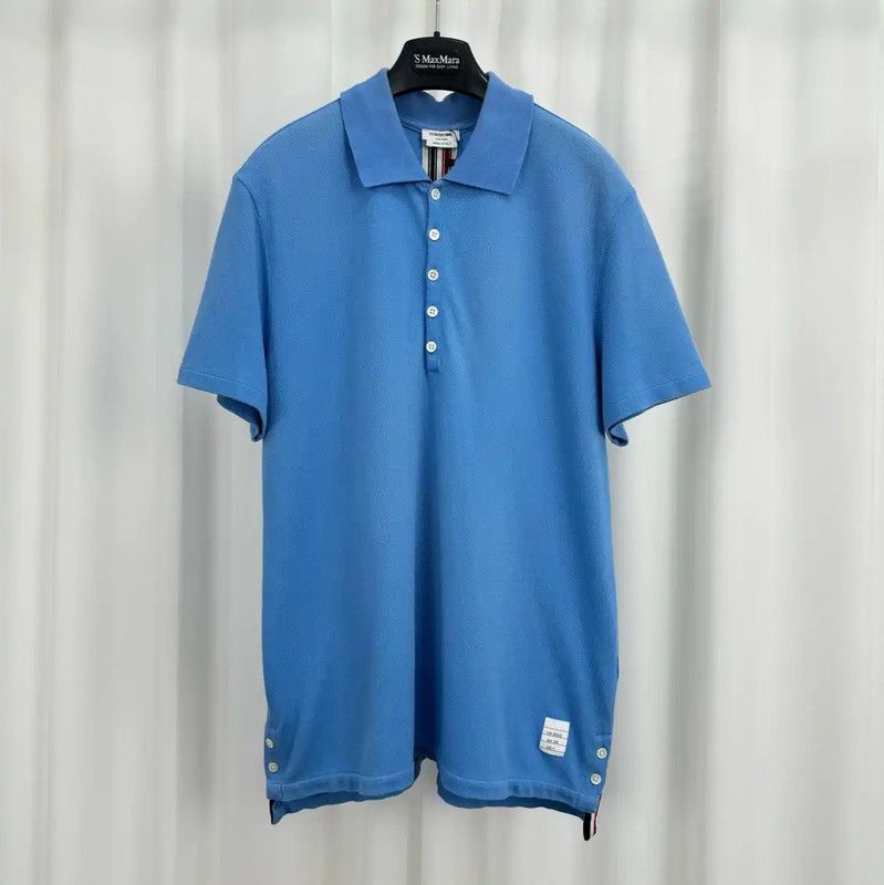 Thom Browne Thom Browne Blue Cotton Striped Polo Shirt 0089 Size US L / EU 52-54 / 3 - 1 Thumbnail