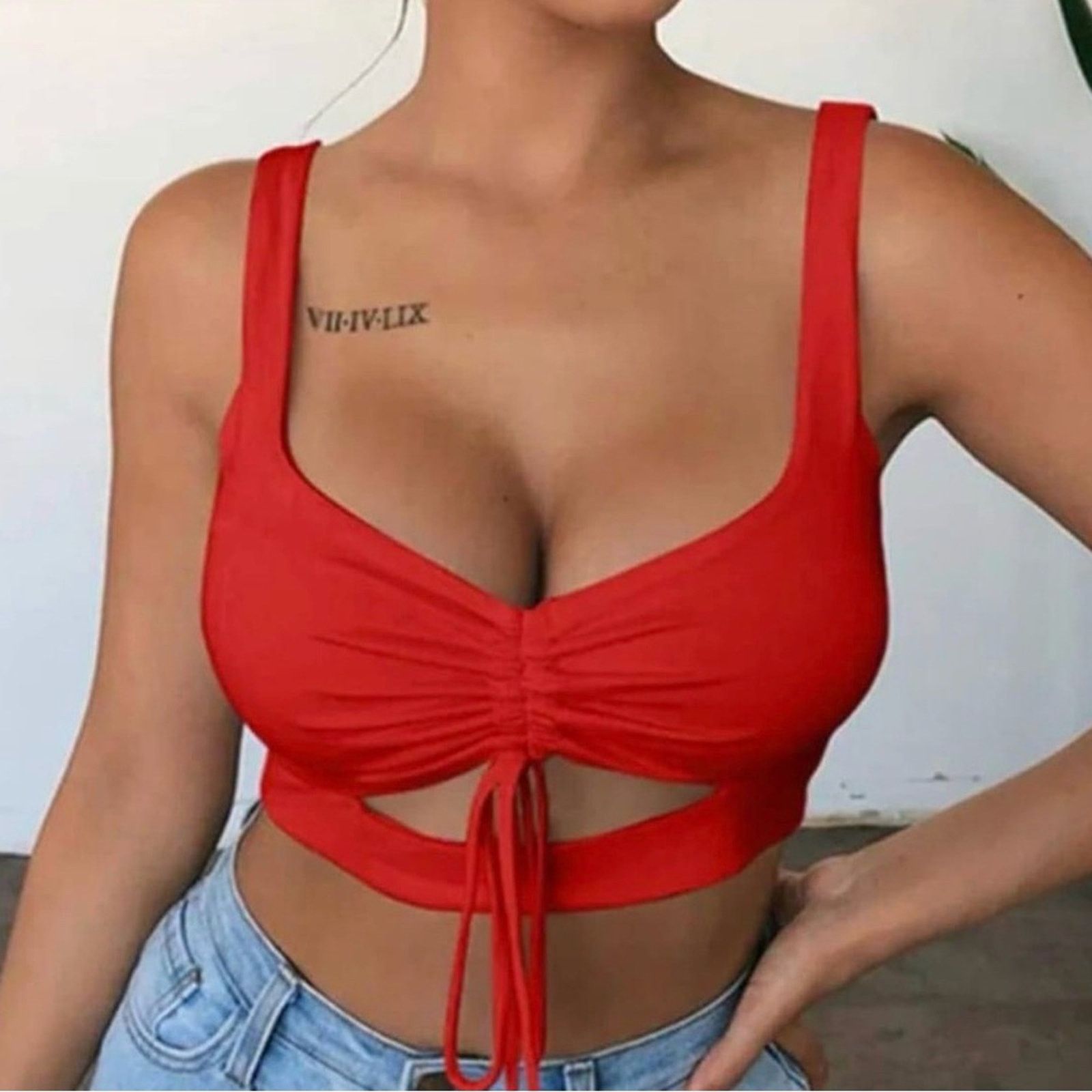 Other New Red Ruched Crop Top size S Size S / US 4 / IT 40 - 1 Thumbnail