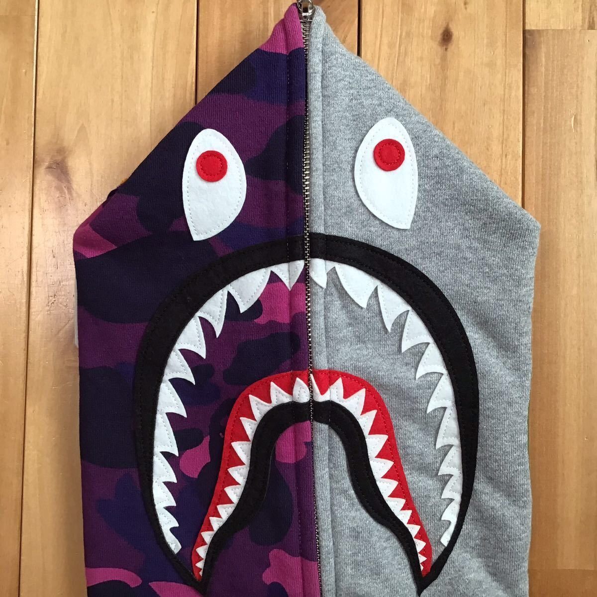 Bape BAPE Purple x gray shark full zip hoodie a bathing ape Size US M / EU 48-50 / 2 - 3 Thumbnail