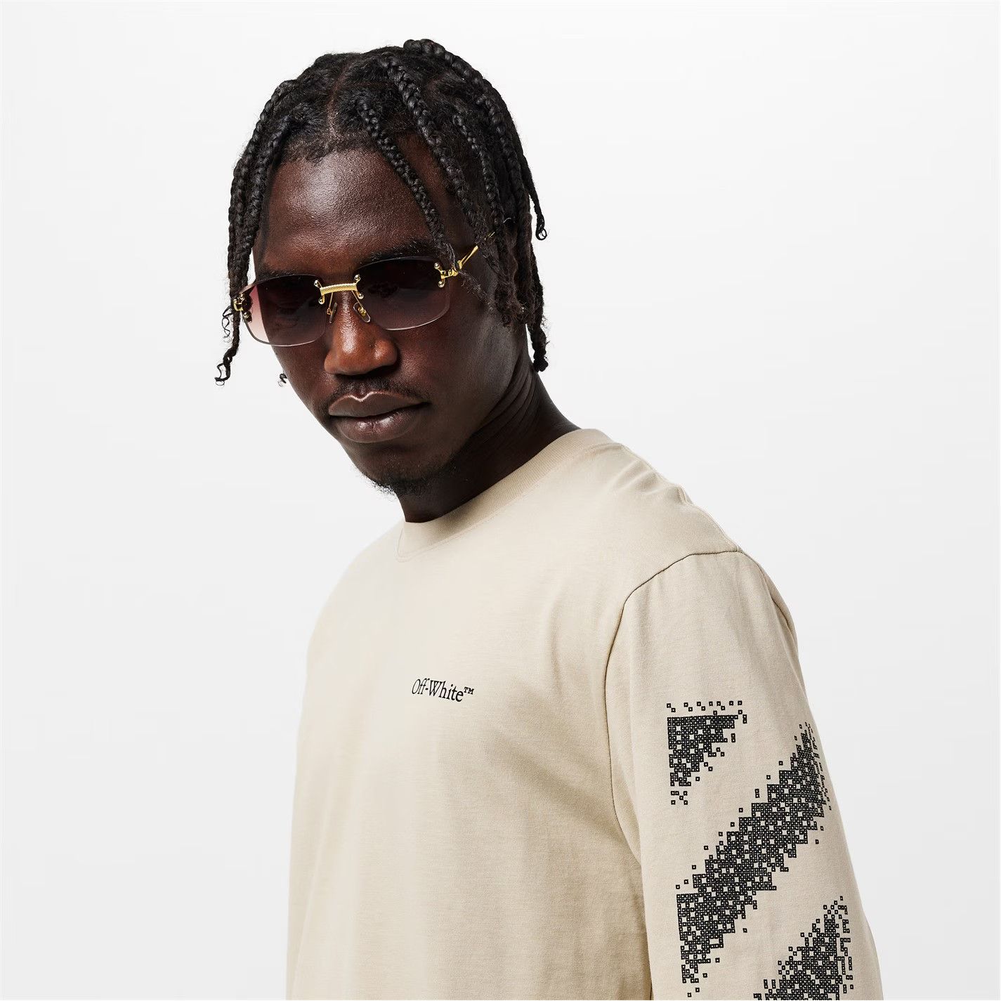 Off-White o1g2r1mq0226 Diag Skate Diagonal Graphic T-Shirt In Beige Size US XL / EU 56 / 4 - 5 Thumbnail