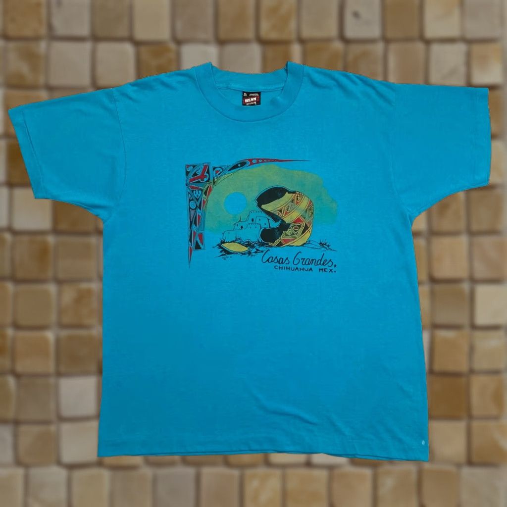 Vintage CASAS GRANDES (1993) "Chihuahua Mexico" Single Stitch Souvenir T-Shirt XL Blue Mens T-Shirt Blue Vintage Size US XL / EU 56 / 4 - 1 Thumbnail
