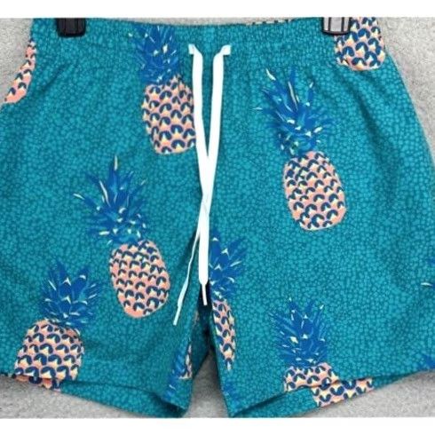 Chubbies Chubbies Board Shorts Men Large Teal Green Pineapple Print Lined Swim Trunks NEW Size US 33 - 2 Thumbnail