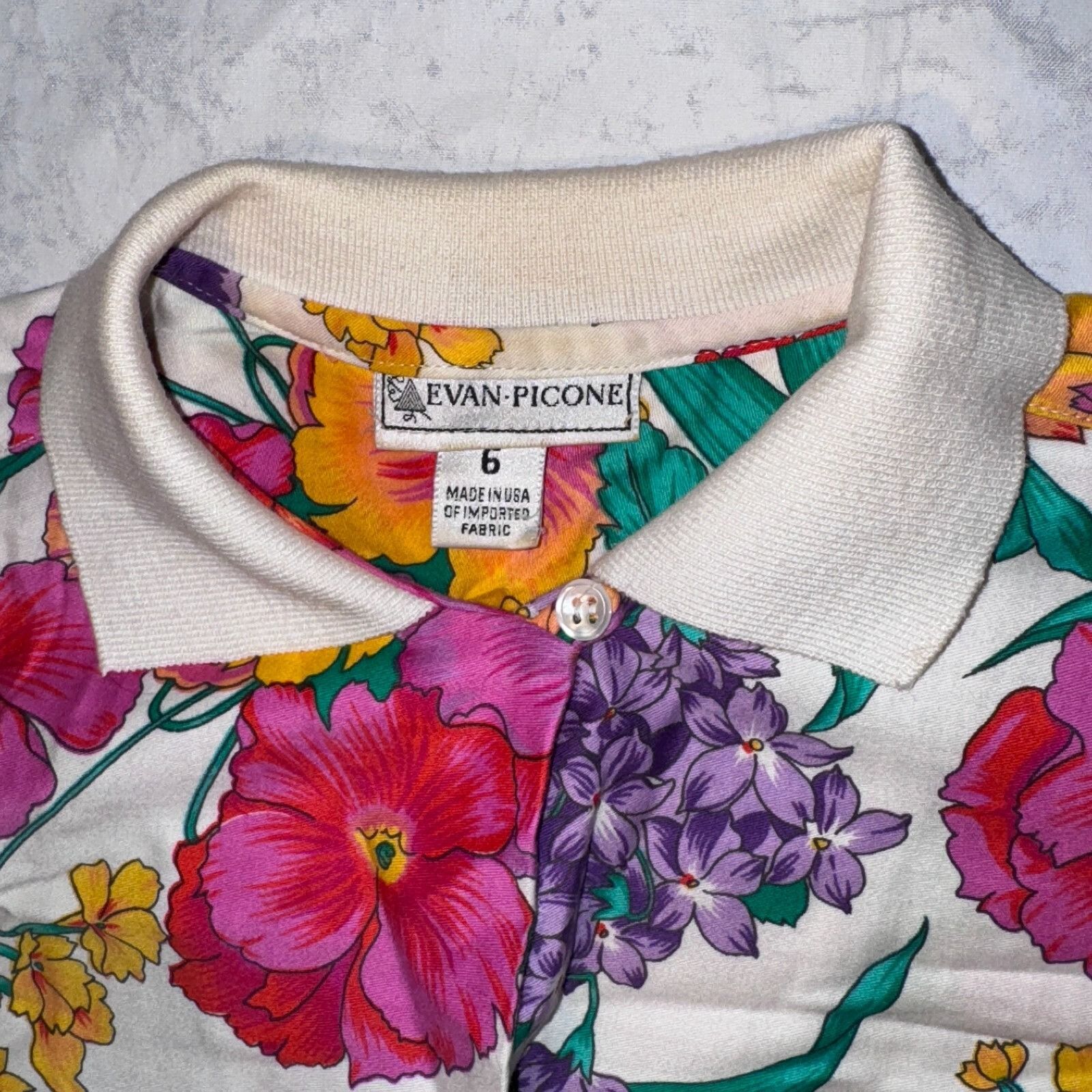 Evan Picone VTG Y2K Evan Picone Colorful Floral Button Up Collared Short Size M / US 6-8 / IT 42-44 - 2 Thumbnail