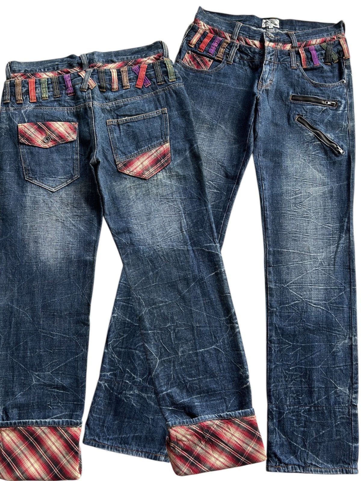 Kapital Nylaus Double Waist Japanese Punk Bondage Grunge Denim Jeans Size US 33 - 1 Thumbnail