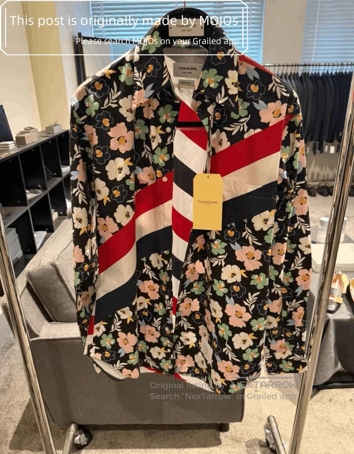 Thom Browne Sz 3 Thom Browne Front Stripe Flower Shirt. Size US L / EU 52-54 / 3 - 1 Thumbnail