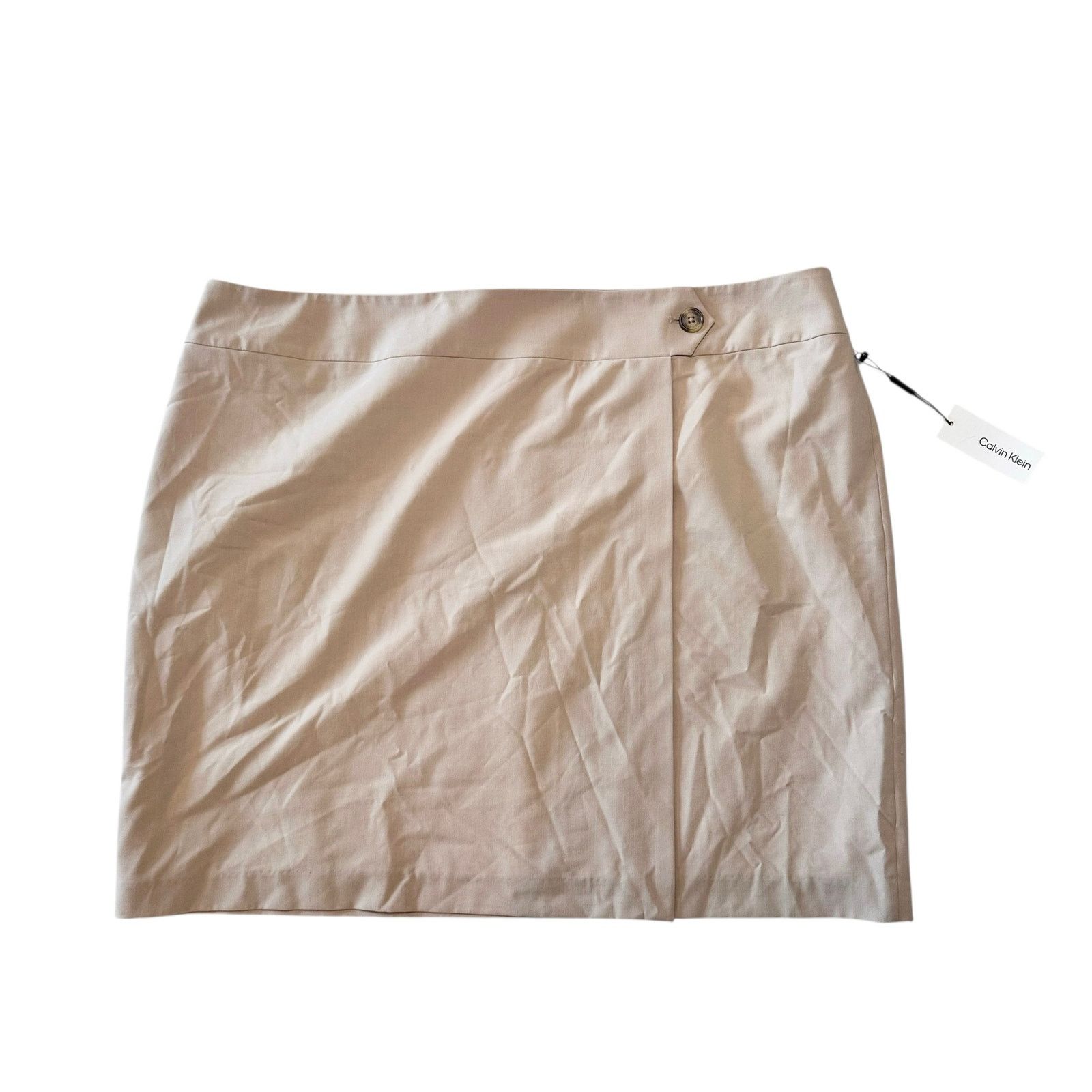 Calvin Klein NWT Calvin Klein Beige Faux Wrap Mini Skirt Size 22W Size XS / US 0-2 / IT 36-38 - 2 Thumbnail