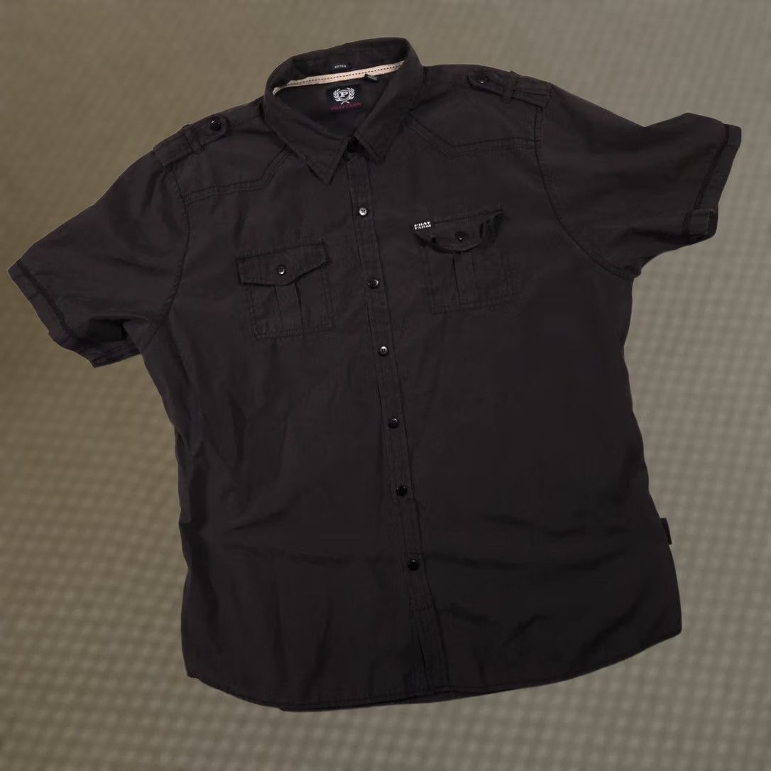Phat Farm Phat Farm Shirt Mens 2XL Black Solid Button Front Short Sleeve Fitted Casual Size US XXL / EU 58 / 5 - 1 Thumbnail