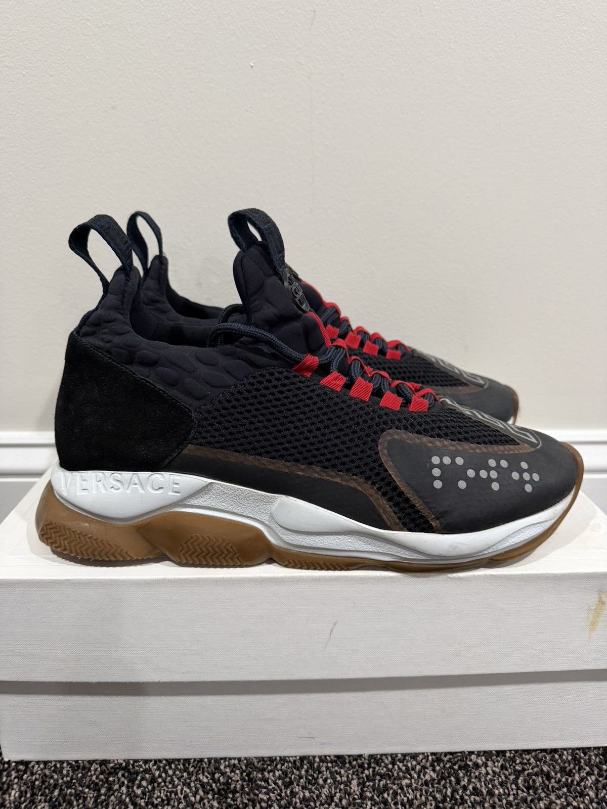 Versace Versace Chain Reaction Black / Red Sneakers Shoes Size US 11 / EU 44 - 2 Thumbnail