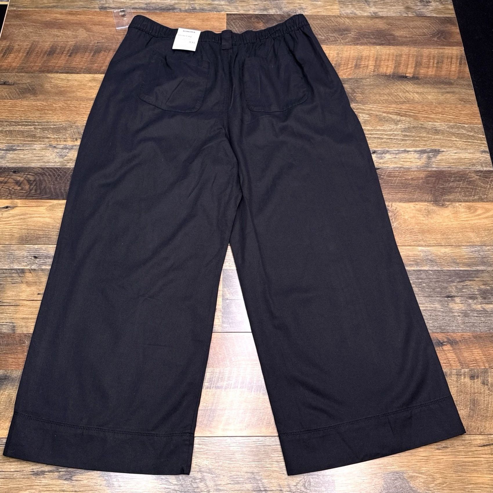 Vintage Sonoma Pleated Wide-Leg Pants Womens 2XL Black High Rise Casual Travel Wide-Leg Chino Cotton Lyocell Machine Washable Bohemian Seasonal Vintage No Size 40" / US 18 - 3 Thumbnail