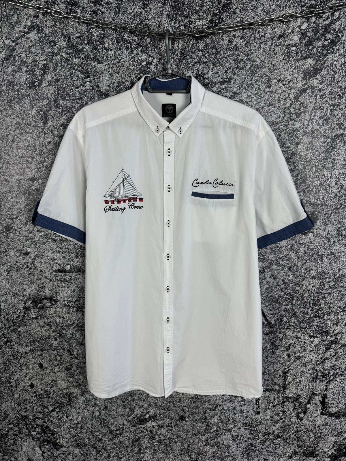 Carlo Colucci Carlo Colucci Short Sleeve Shirt Button Up Sailing Crew XL Size US XL / EU 56 / 4 - 1 Thumbnail