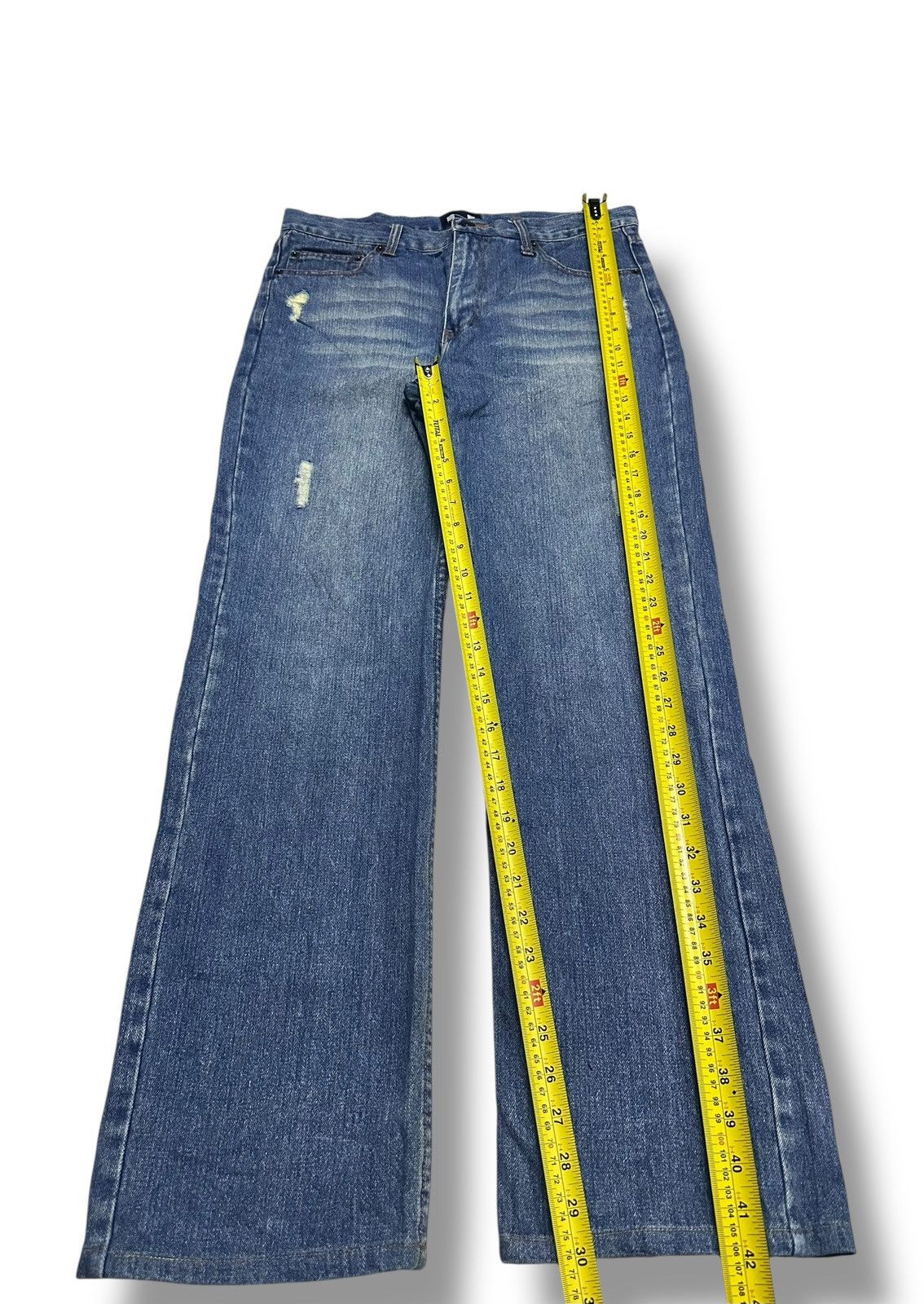 Japanese Brand Nylaus Jeans Baggy Loose Distressed With Faded Wash Size US 33 - 13 Thumbnail