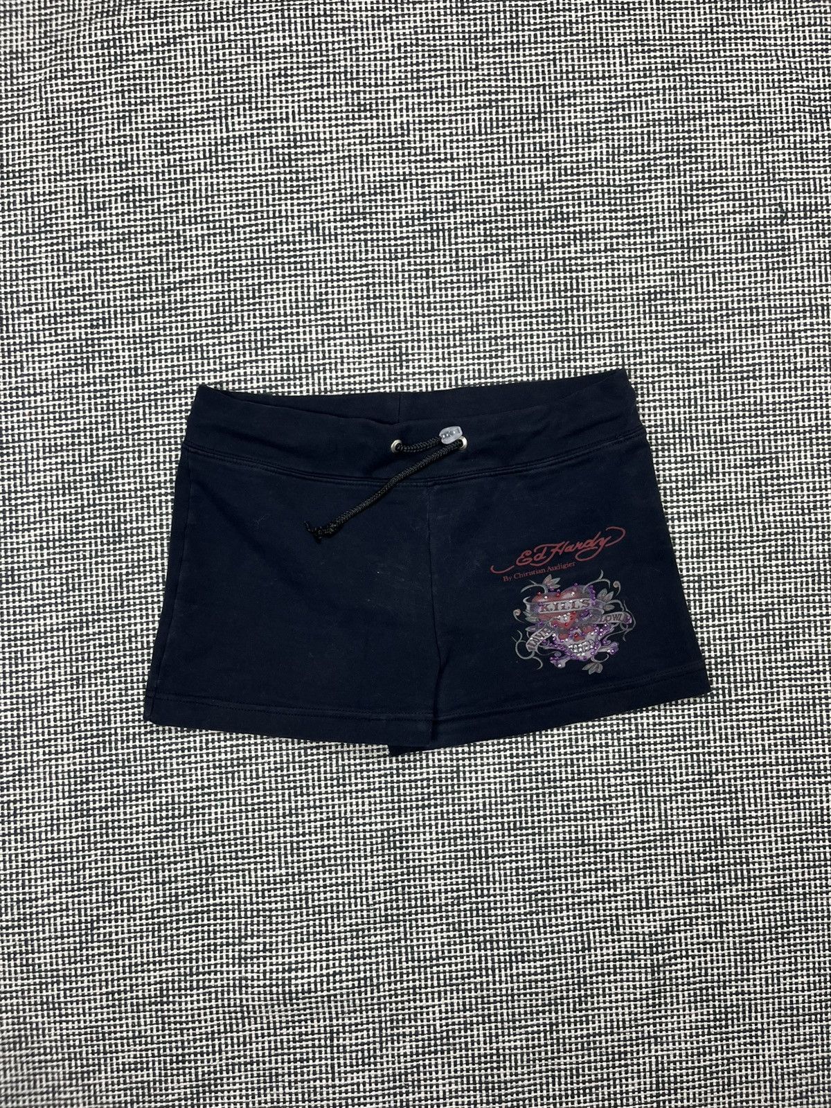 Ed Hardy × Japanese Brand × Vintage Ed hardy big logo cheerleader mini shorts rare Y2K vintage Size 28" / US 6 / IT 42 - 2 Thumbnail
