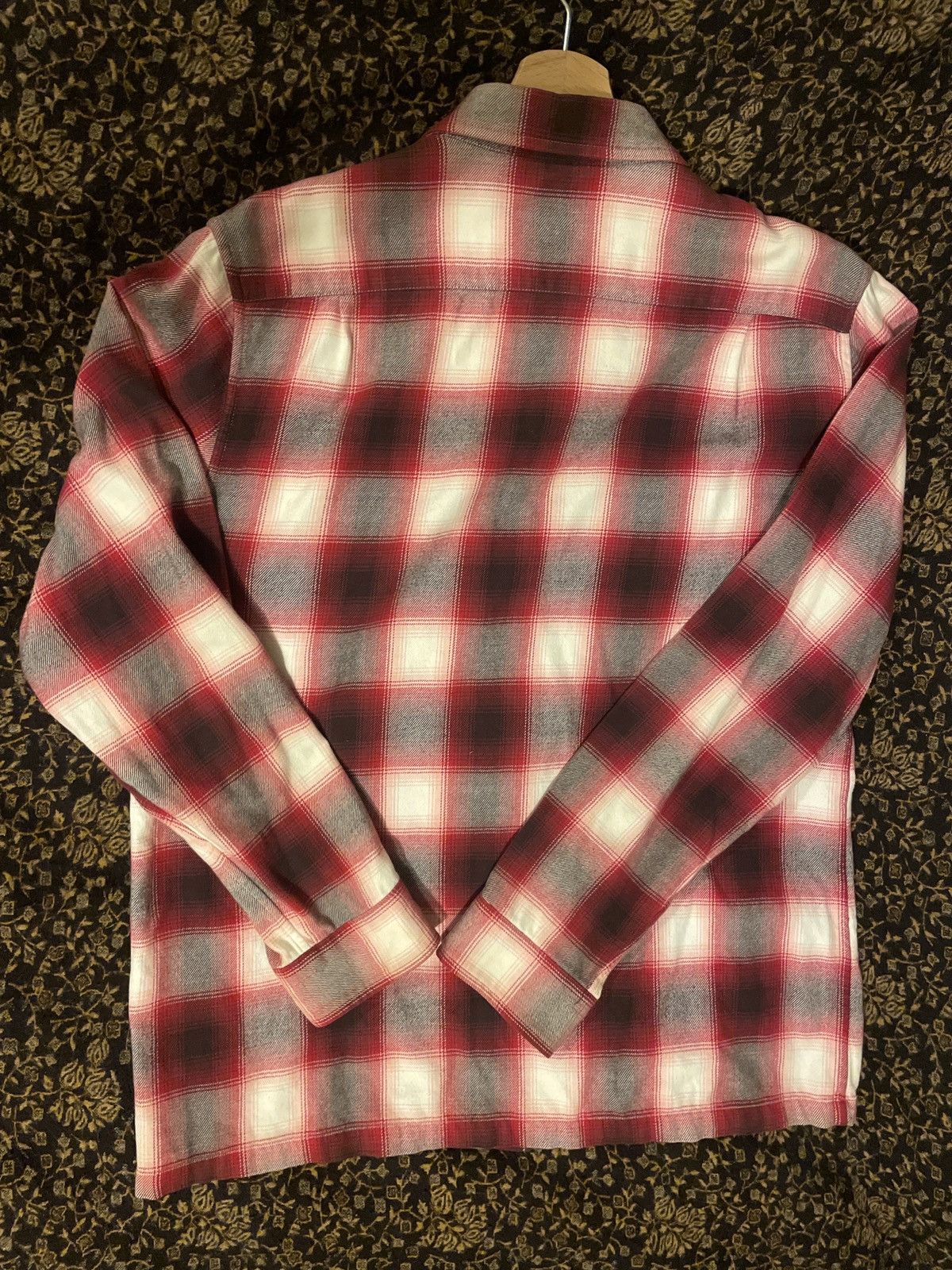 Supreme Supreme Shadow Plaid Flannel Zip Shirt Red F/W 2015 Size US L / EU 52-54 / 3 - 4 Thumbnail