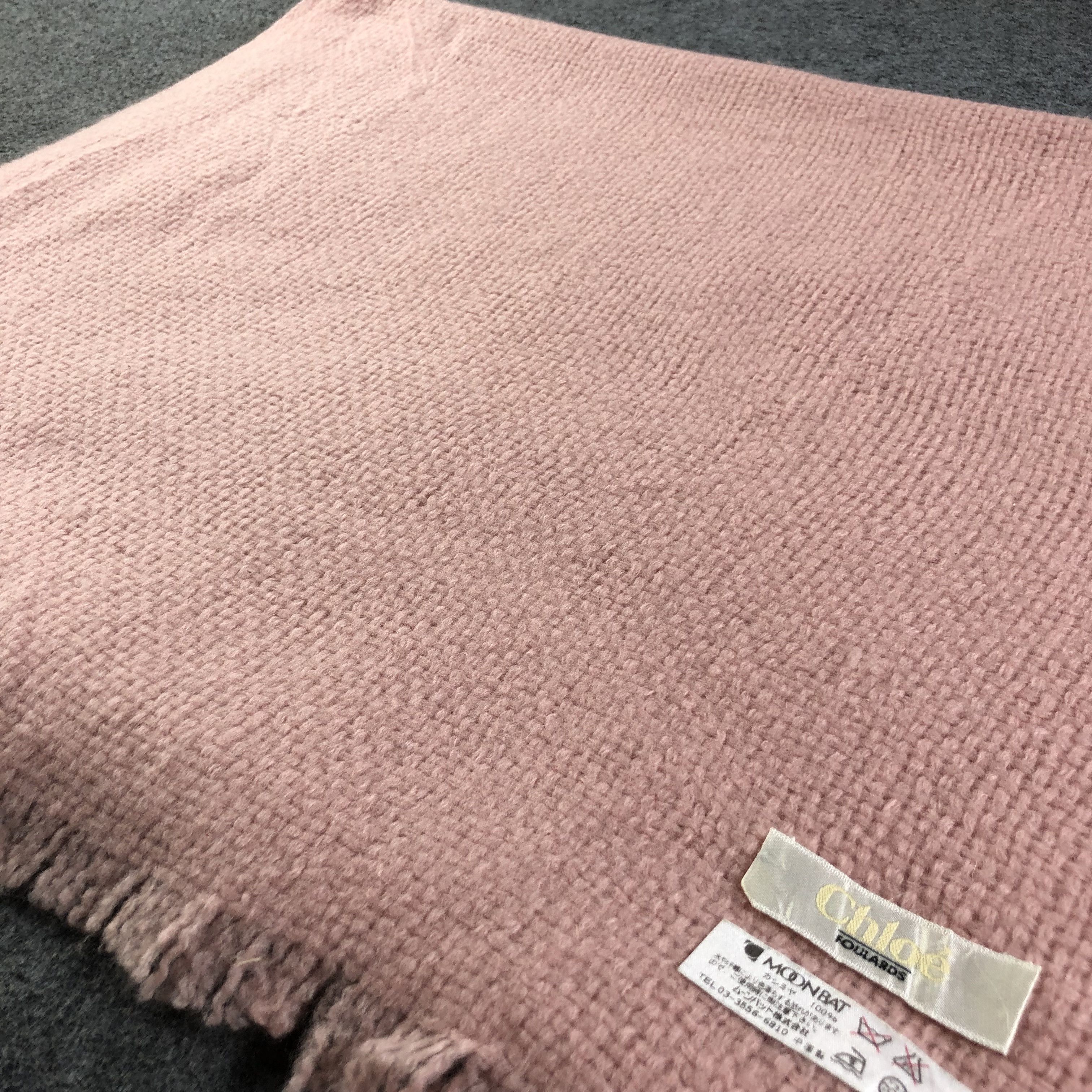 Vintage Chloe Pink Cashmere Scarf Muffler Shawl Wrap V1237 Size ONE SIZE - 3 Thumbnail