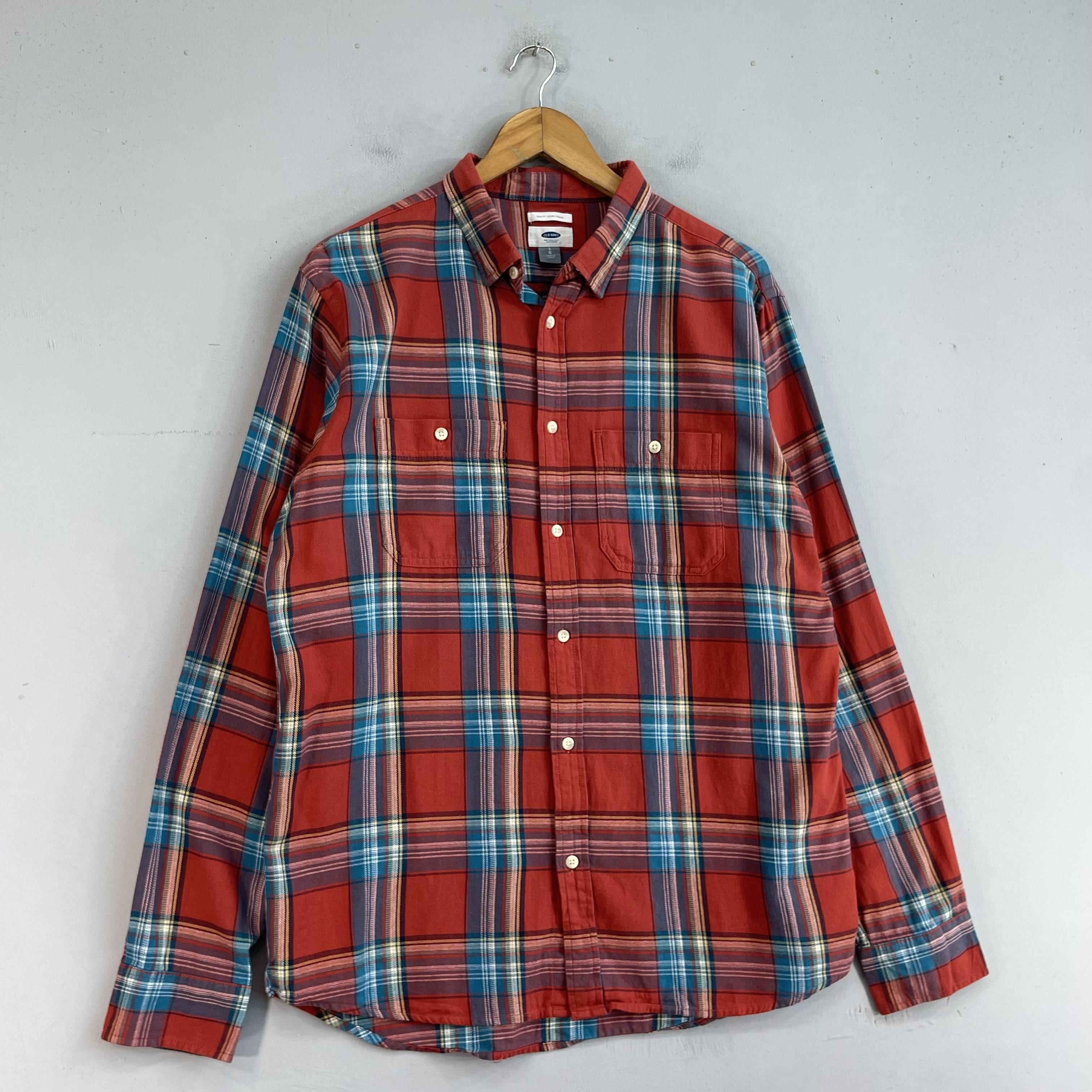 Flannel × Japanese Brand Vintage Old Navy Plaid Tartan Orange Button Up Flannel Size US L / EU 52-54 / 3 - 3 Thumbnail