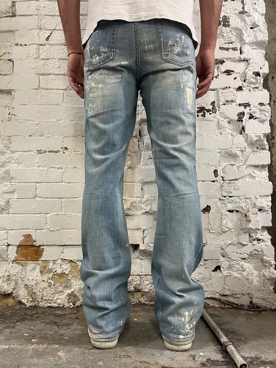 Just Cavalli SS2006 Cavalli Gold Embellished Light Blue Distressed Jeans Size US 30 / EU 46 - 4 Thumbnail