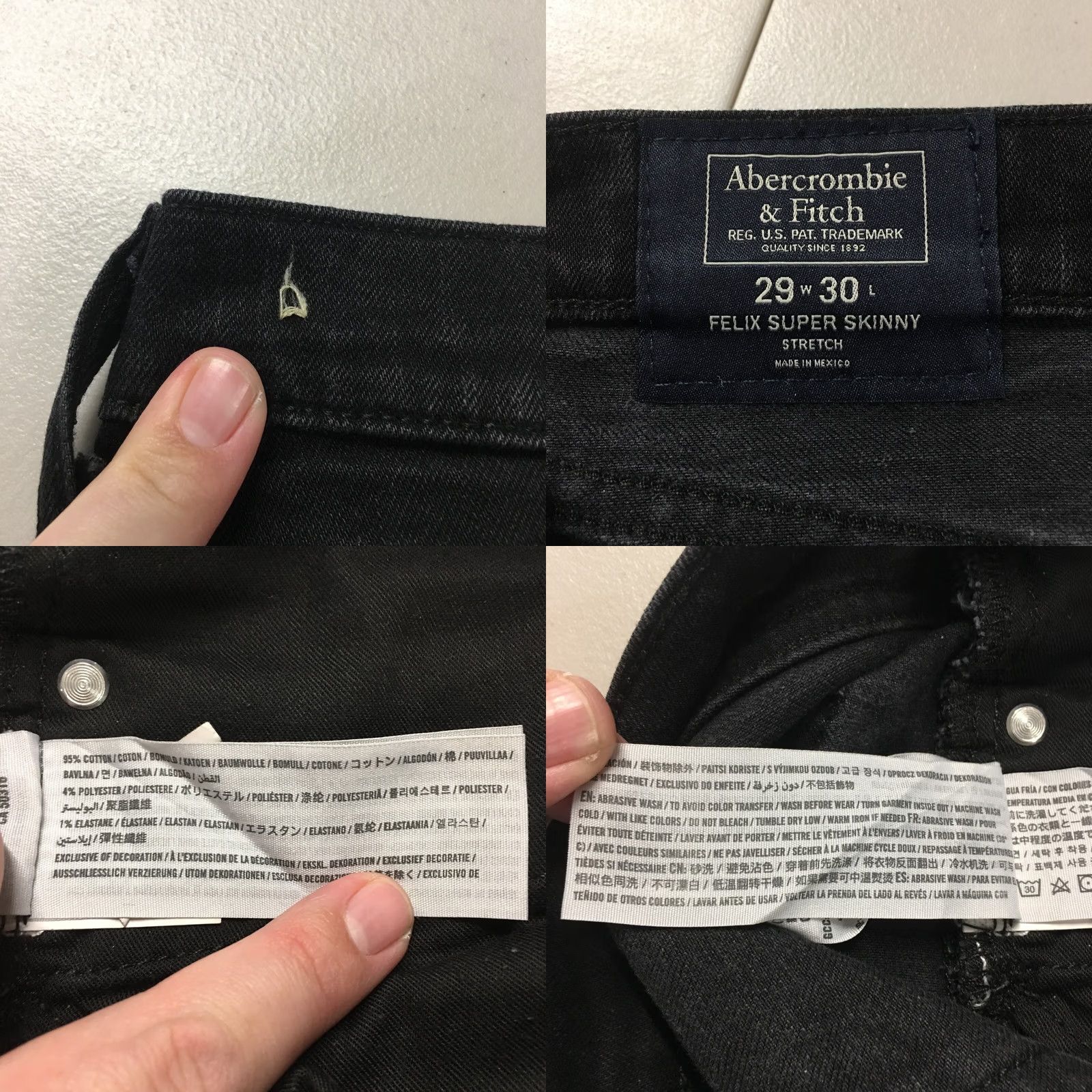 Abercrombie & Fitch Abercrombie & Fitch Felix Super Skinny Jeans Womens 30x28.5 Black Size 29" - 10 Thumbnail