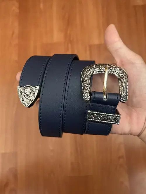 Japanese Brand × Unowned Belts Y2K Buckle Belt (navy) Size 32 - 1 Thumbnail