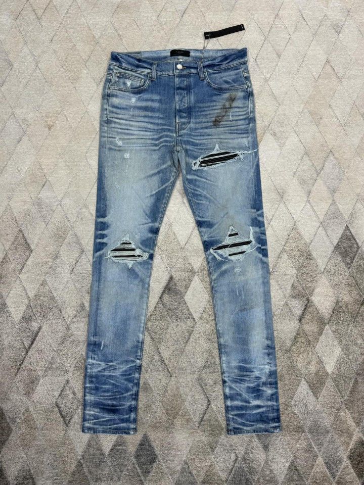 Amiri Amiri Mx1 Distressed Patch Jeans Size 33 Size US 33 - 1 Thumbnail