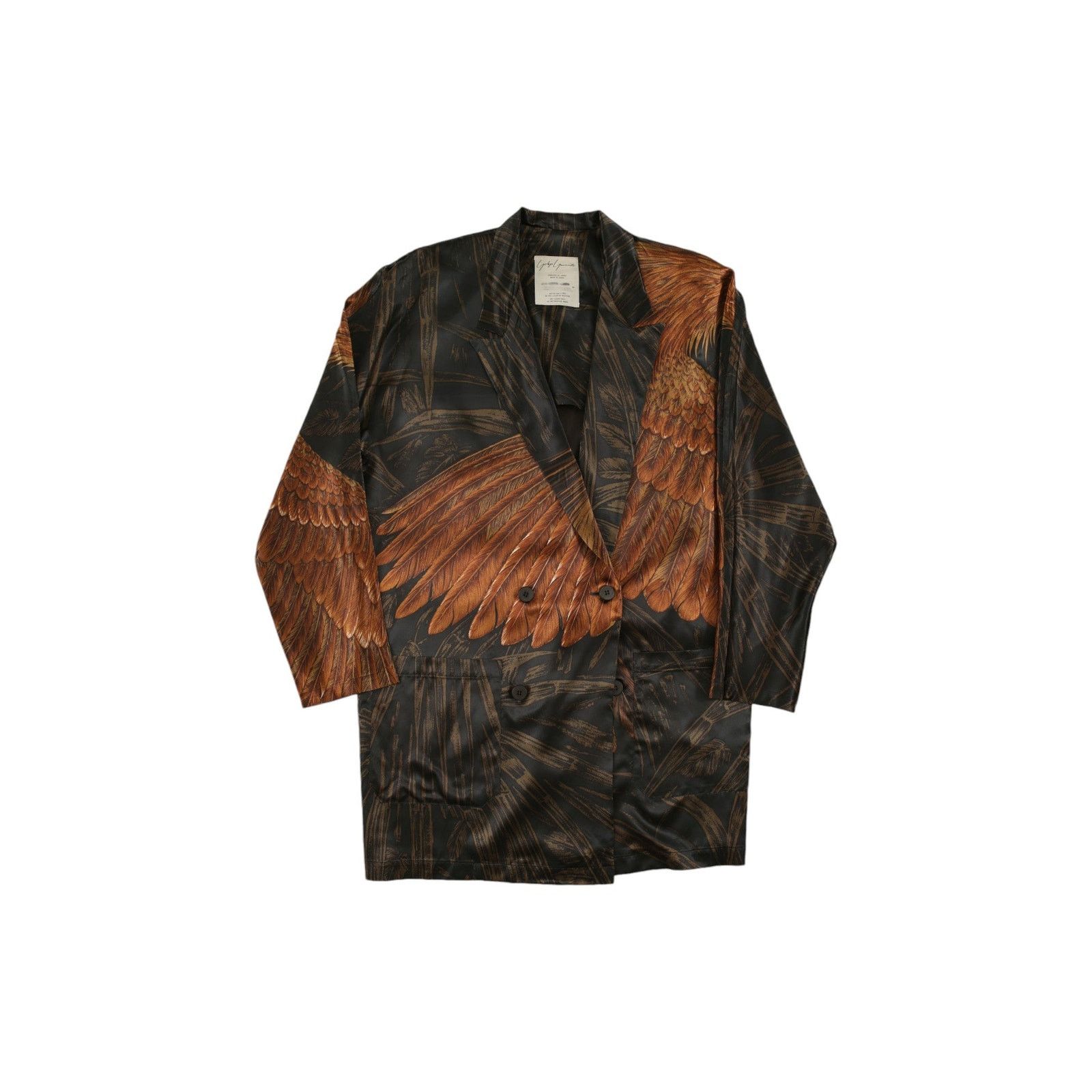 Pre-owned Yohji Yamamoto S/s 1985 Feather Print Oversized Blazer