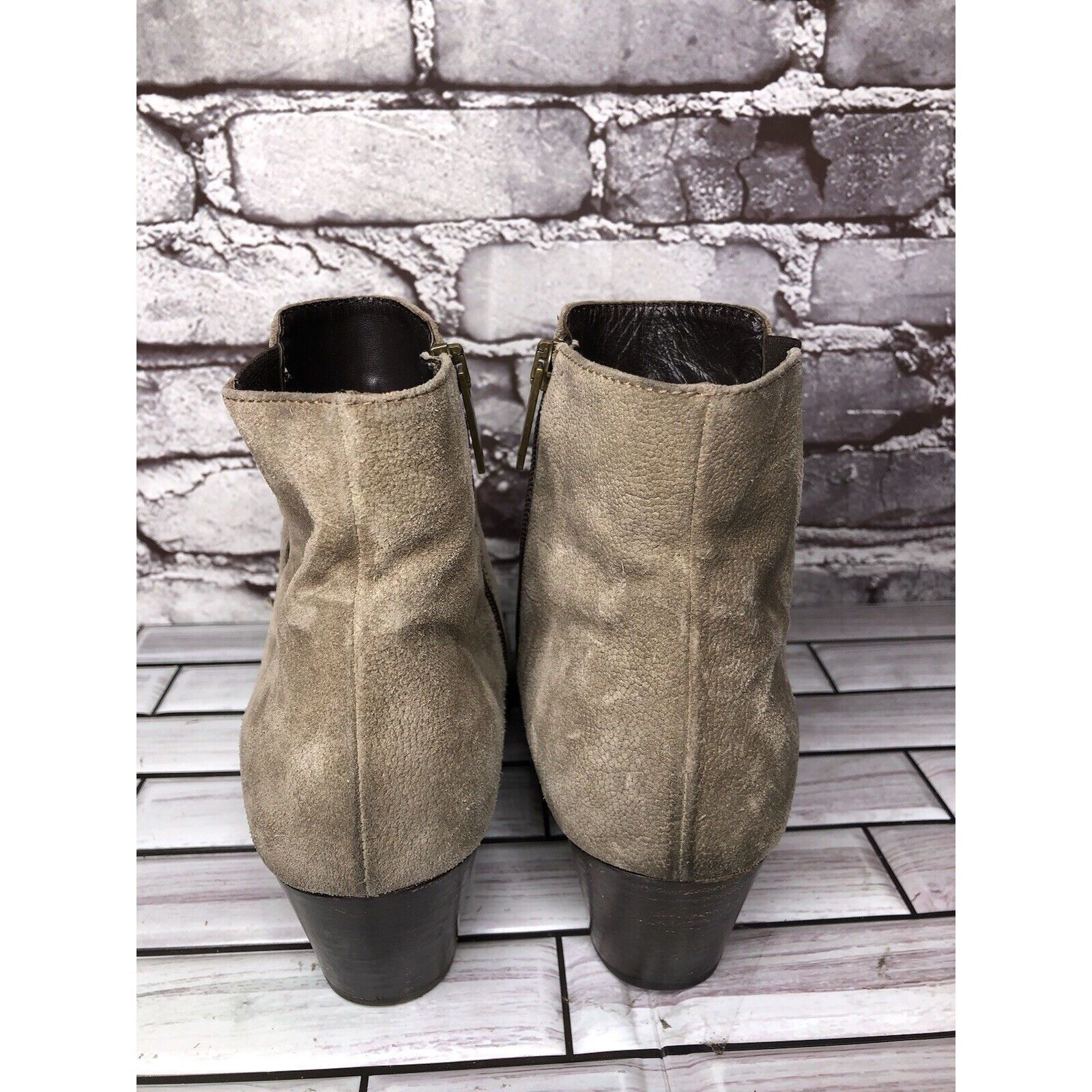 Aquatalia Aquatalia Taupe Suede Leather Side Zip Heel Ankle Booties Wo Size US 10 / IT 40 - 4 Thumbnail