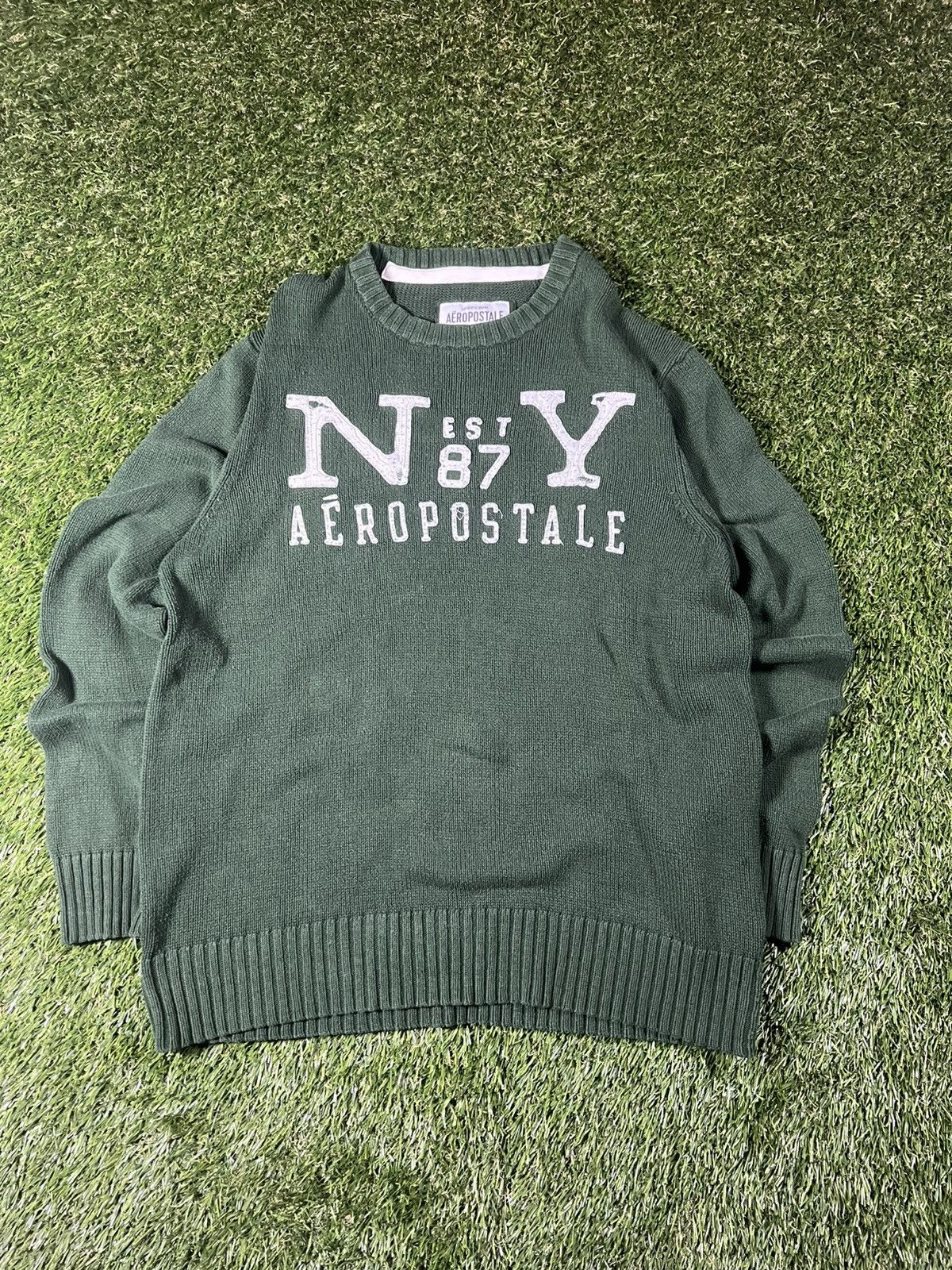 Aeropostale Vintage Y2k Pine Green Aeropostale Knit Fall Baggy Sweater Size US XL / EU 56 / 4 - 1 Thumbnail