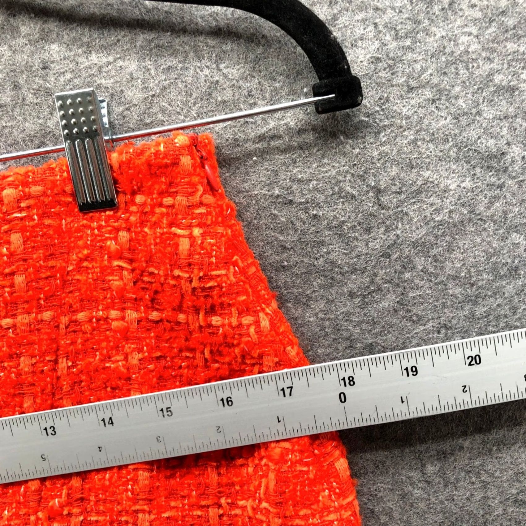 Zara Zara Tweed Mini Skirt Womens M Orange Side Slit Bright Asymmetric Retroglam Size 32" / US 10 / IT 46 - 6 Thumbnail