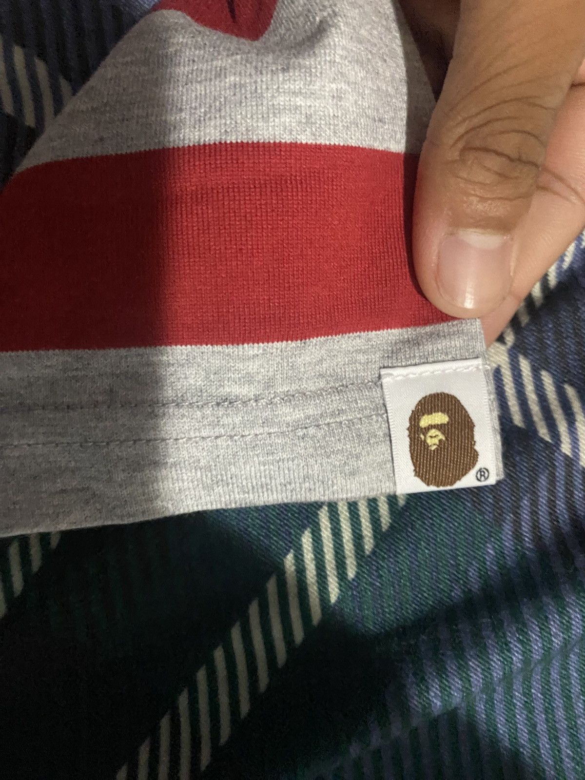 Bape Red and grey stripe bathing ape long sleeve Size US L / EU 52-54 / 3 - 5 Thumbnail