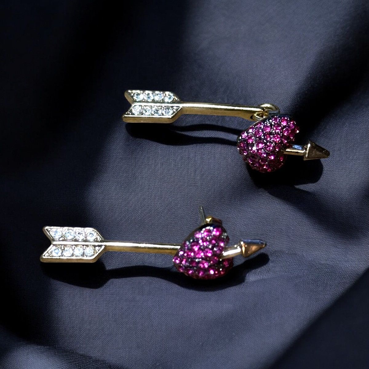 Betsey Johnson Betsey Johnson pave heart and arrow ear jacket earrings Size ONE SIZE - 3 Thumbnail