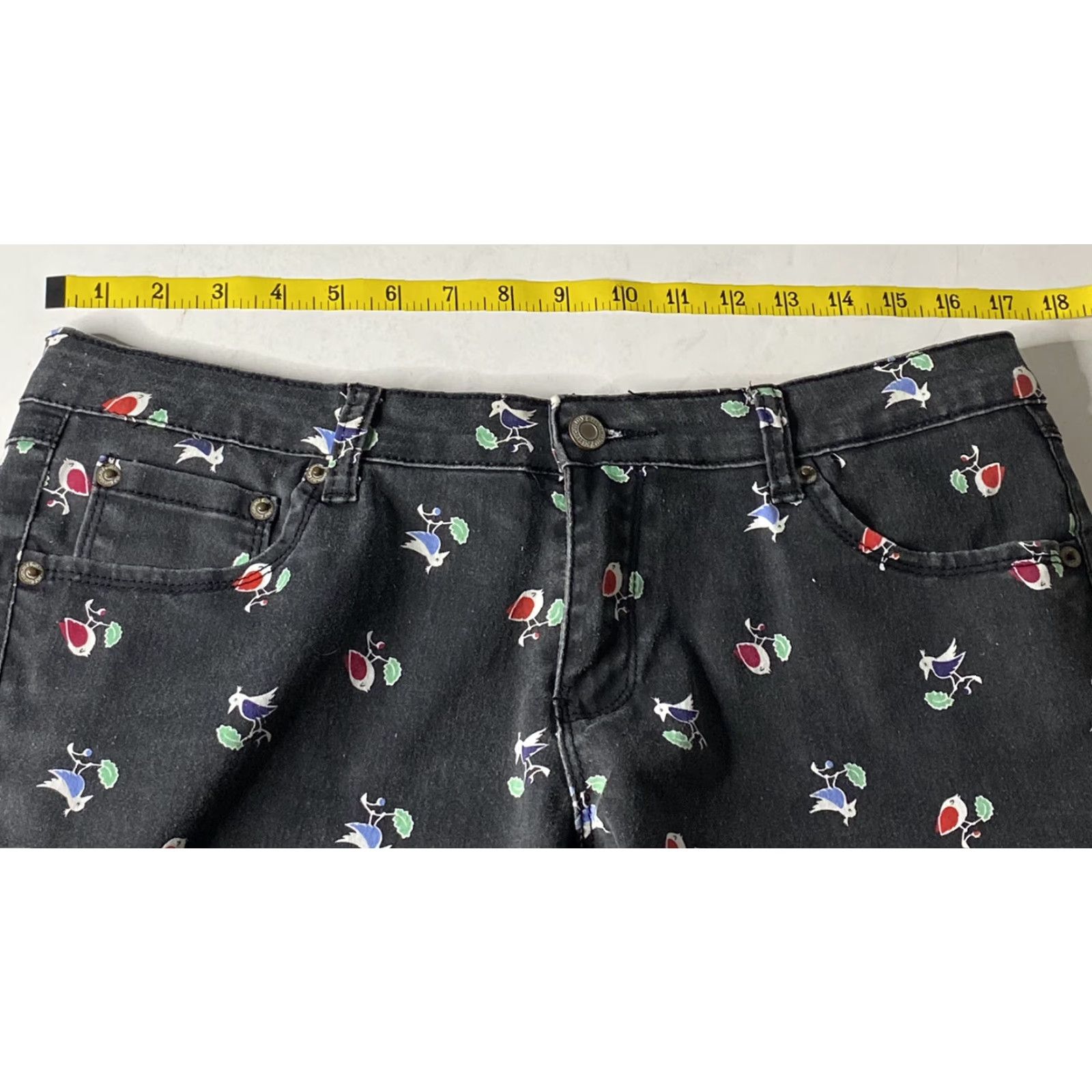 Tommy Hilfiger VINTAGE Tommy Hilfiger Jeans Bird Print Women’s 15 Jeans 90s Birds Black Straight Womens Size 36" / US 14 / IT 50 - 2 Thumbnail