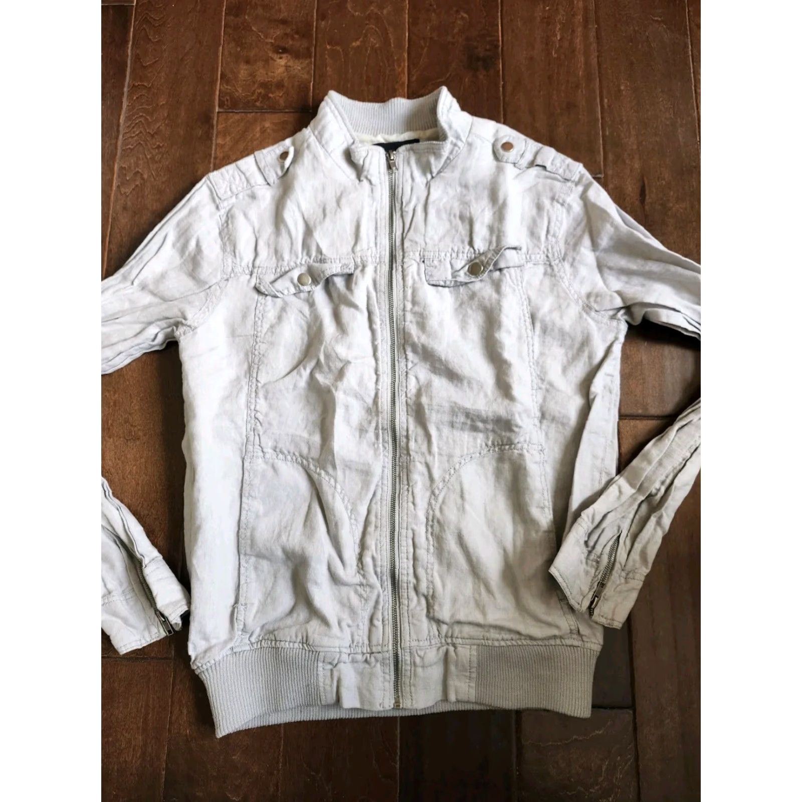 Vintage Twentyone Men Gray Zip Jacket with Pockets - Size L Size US L / EU 52-54 / 3 - 5 Thumbnail