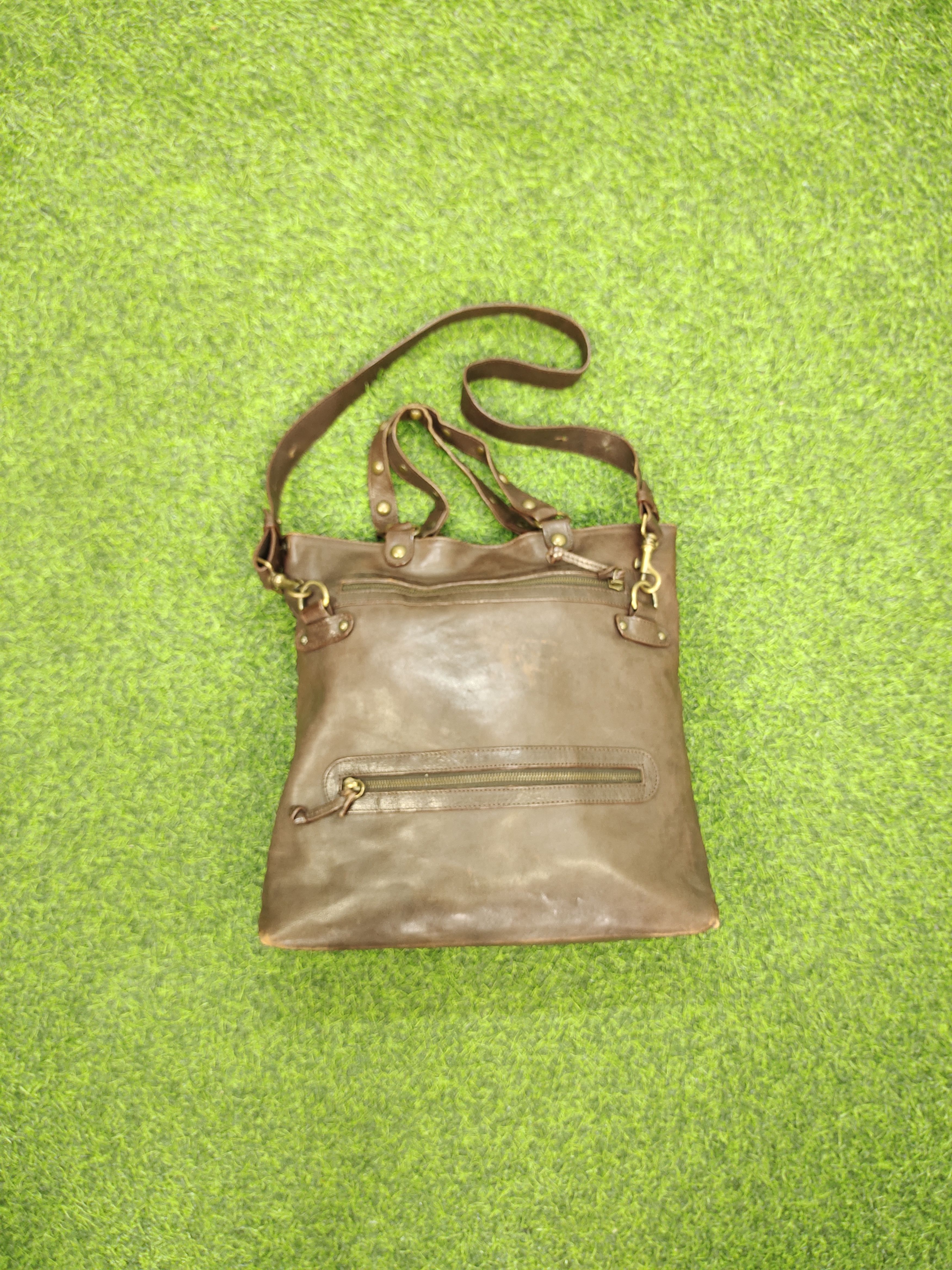Vintage Via Repubblica Italy Patina Full Leather 2 Way Bag