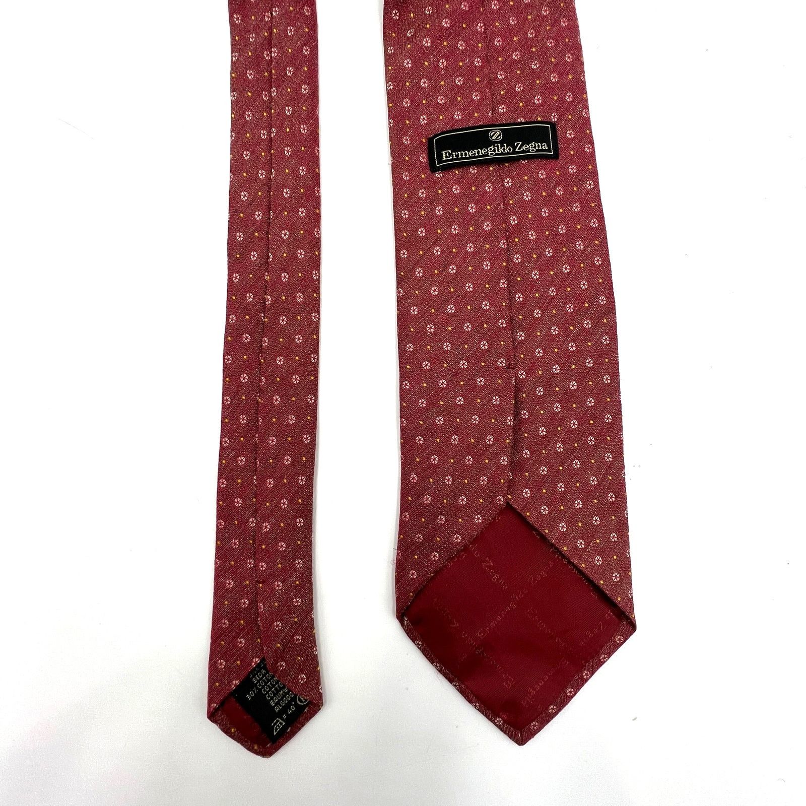Ermenegildo Zegna Ermenegildo Zenga Red Silk Cotton Foulard Tie Size ONE SIZE - 4 Thumbnail