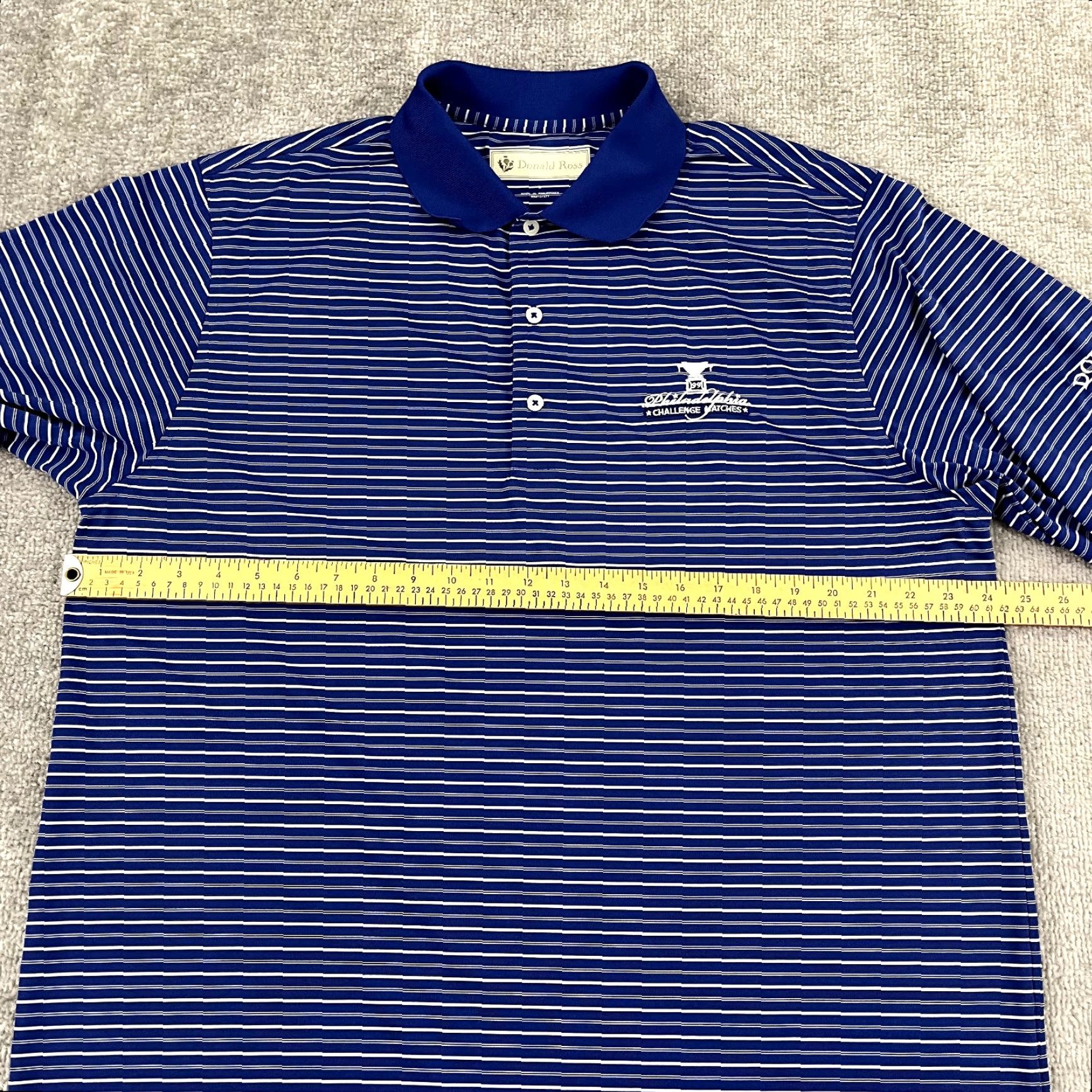Vintage Donald Ross Polo Shirt Large Mens Blue Striped Philadelphia Challenge Match Golf Size US L / EU 52-54 / 3 - 6 Thumbnail