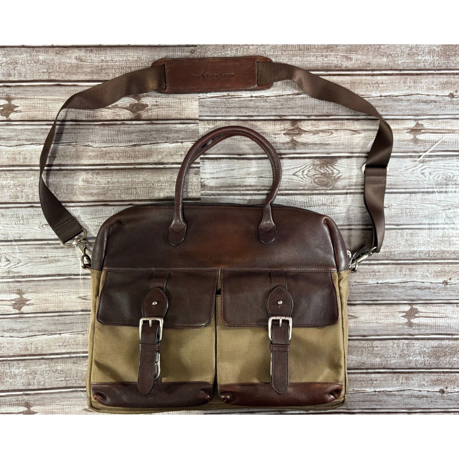 Polo Ralph Lauren Polo Ralph Lauren Leather Canvas Heritage Logo Messenger Lap Size ONE SIZE - 1 Thumbnail