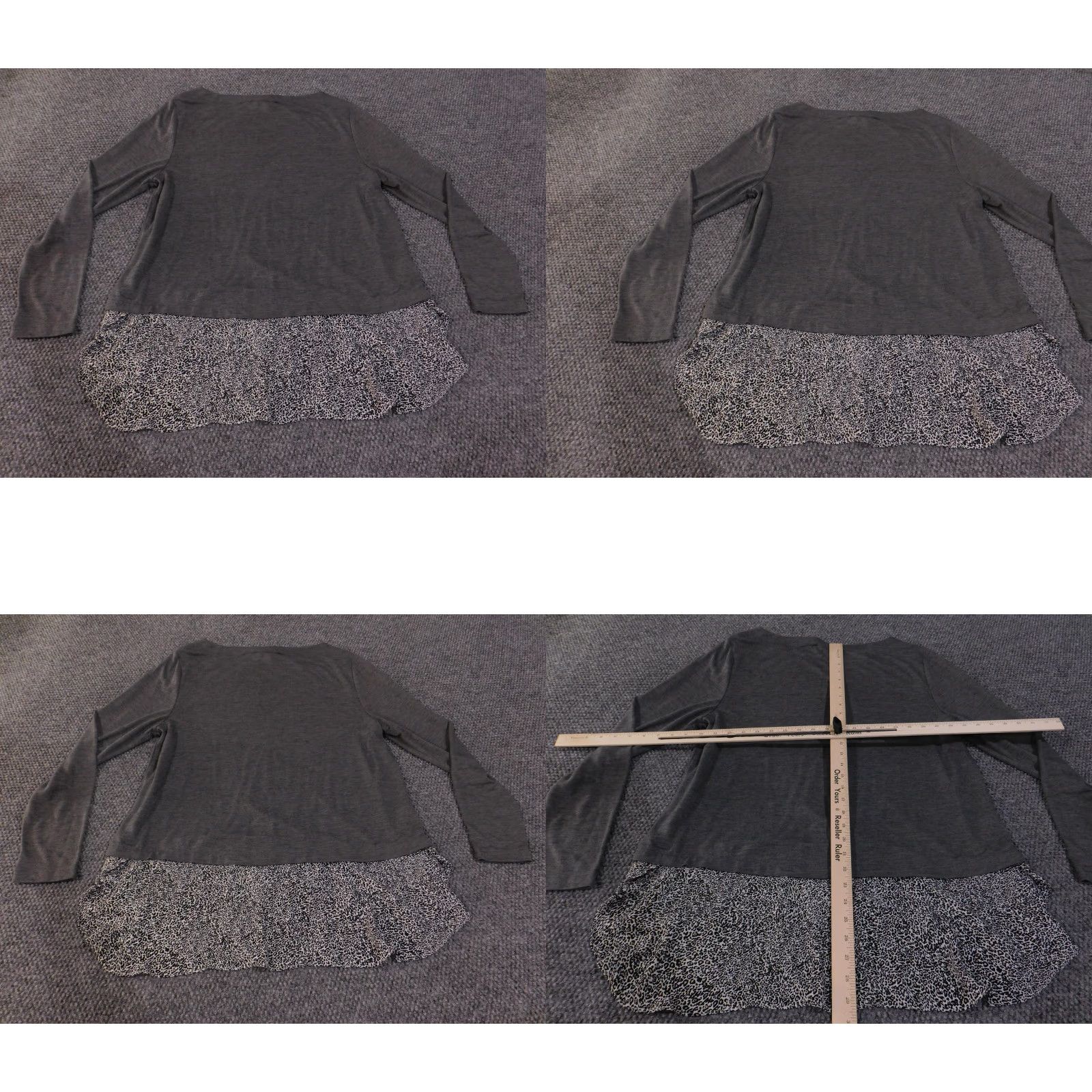 Loft VINTAGE LOFT Sweater Womens XL Gray Black Leopard Print Hem Long Sleeve Lightweight Top Size XL / US 12-14 / IT 48-50 - 8 Thumbnail