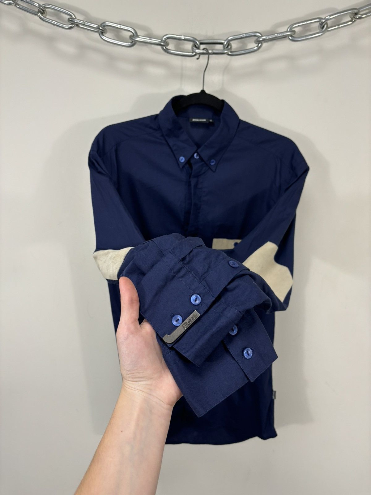 Just Cavalli Just Cavalli Men’s Leather Parts Button Down Dress Shirt Size US M / EU 48-50 / 2 - 7 Thumbnail