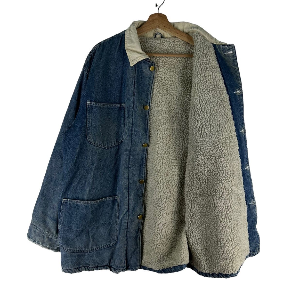 45rpm 🔥VINTAGE CHORE DENIM JACKET DOUBLE POCKET SHEARLING BLANKET Size US L / EU 52-54 / 3 - 11 Thumbnail