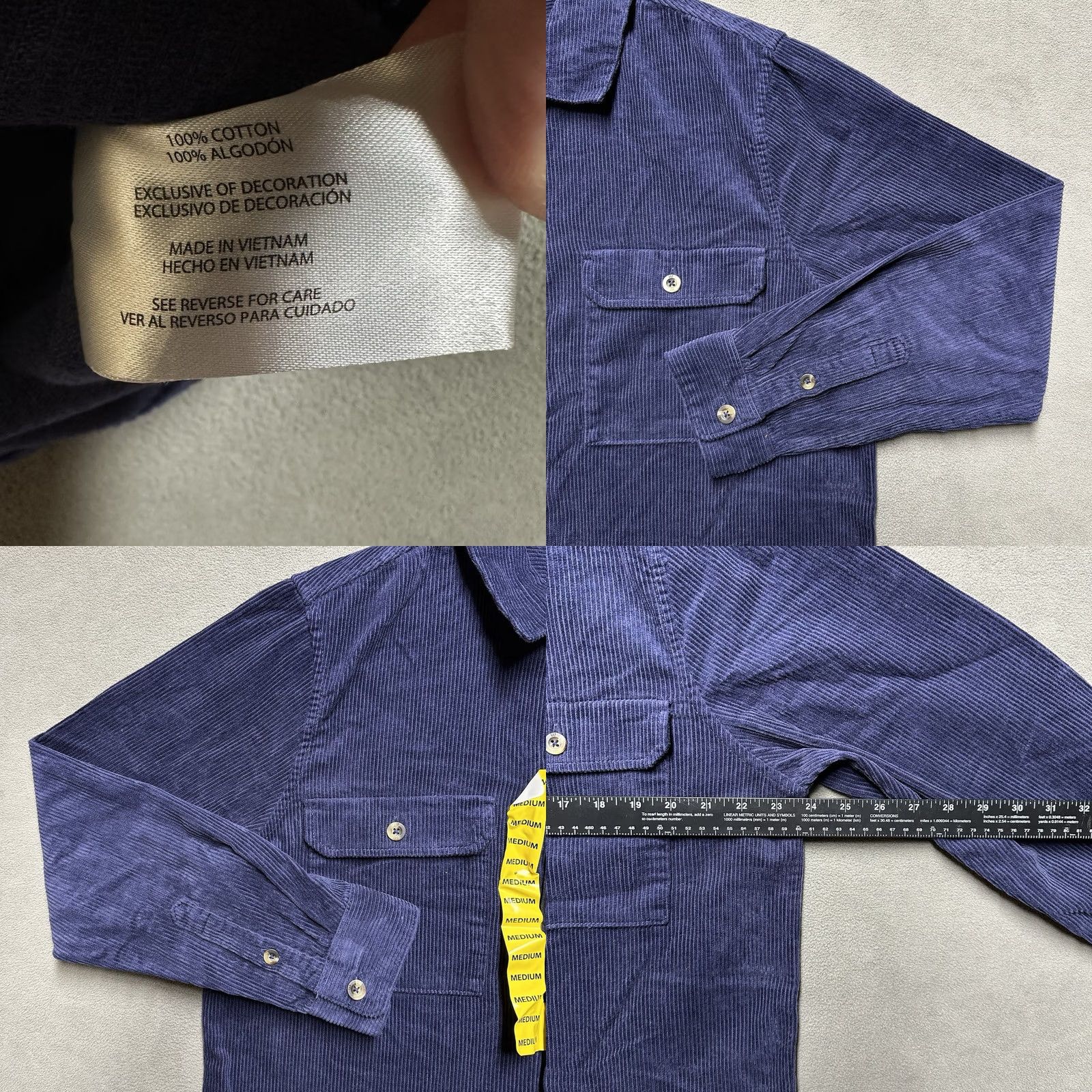 Gap GAP Shirt Mens Medium Eclipse Blue Corduroy Button Up Long Sleeve NWT Size US M / EU 48-50 / 2 - 8 Thumbnail