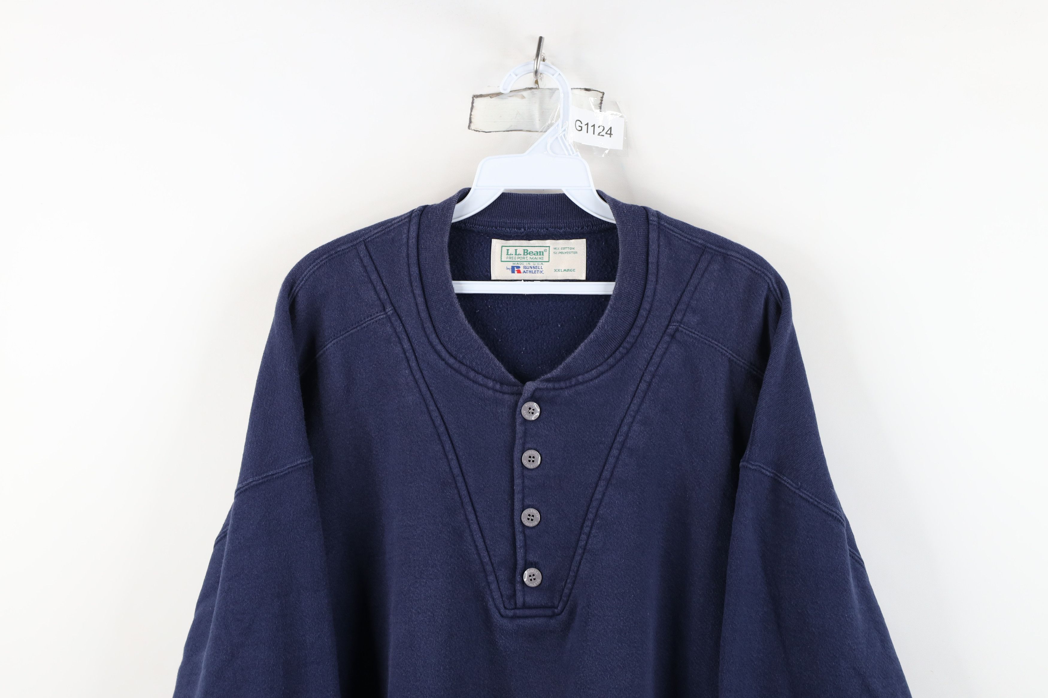 L.L. Bean Vintage 90s LL Bean x Russell Athletic Henley Sweatshirt USA Size US XXL / EU 58 / 5 - 2 Thumbnail
