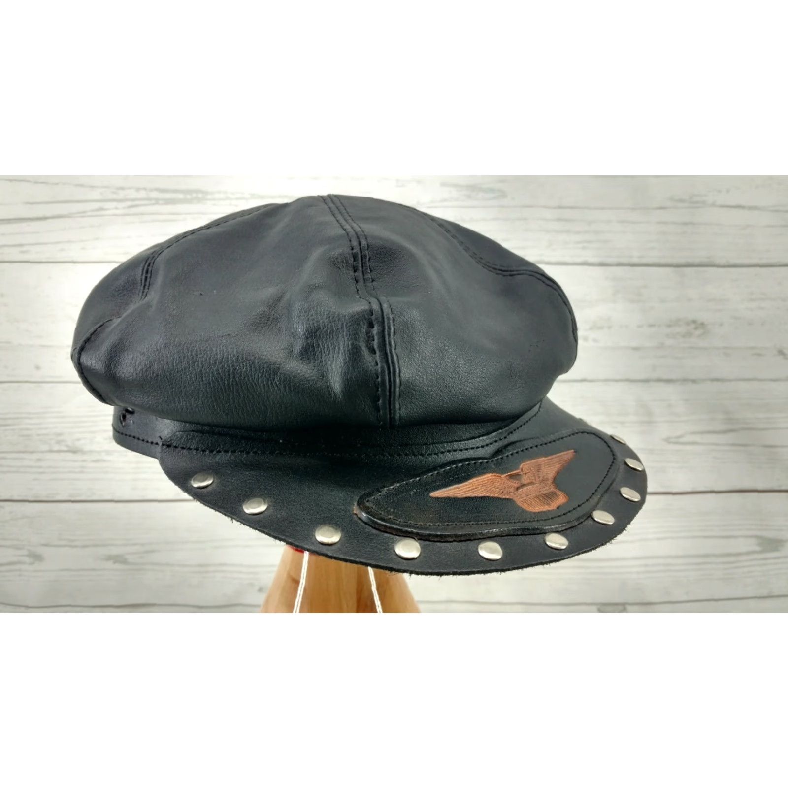 Vintage VINTAGE Easyriders Leather Newboy Cabbie Motorcycle Hat Cap USA Mens Adjustable Black 80s 90s Size ONE SIZE - 2 Thumbnail