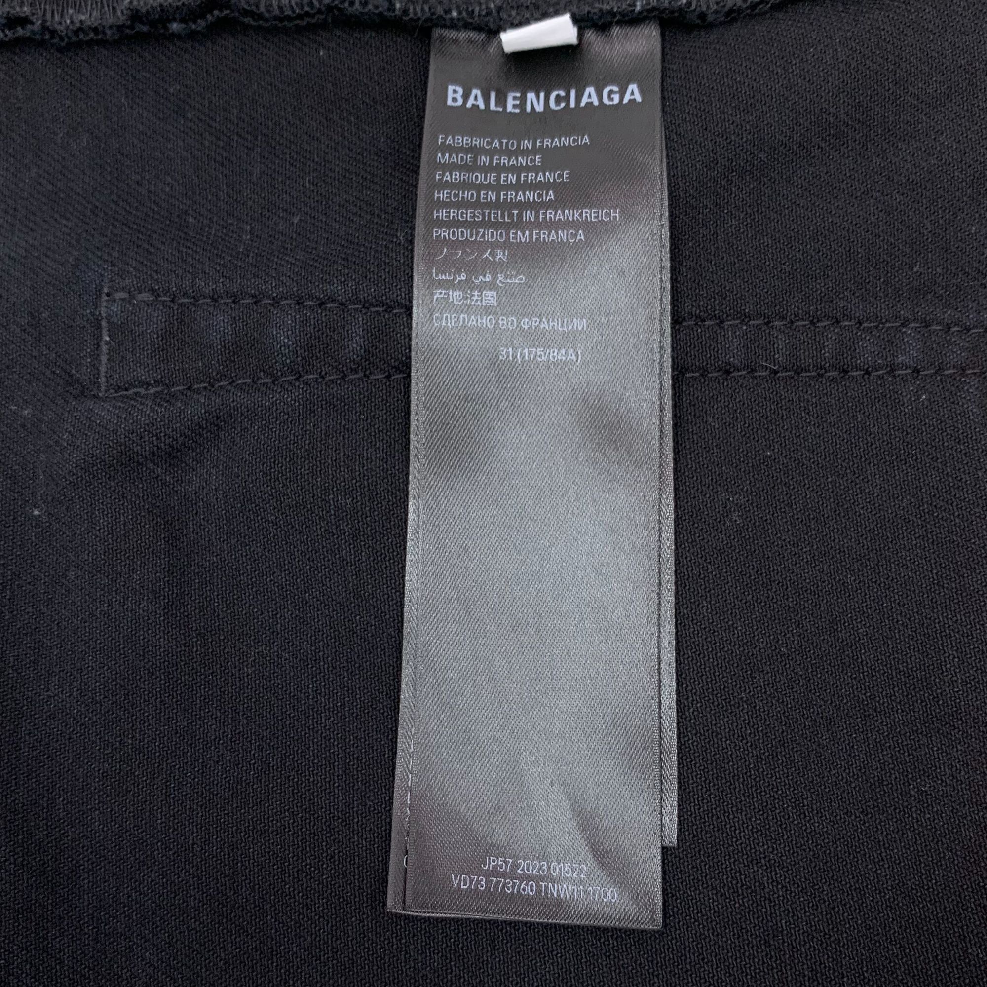 Balenciaga BALENCIAGA GARDE-ROBE Black Wide Leg Cotton Denim Trousers M Size US 31 - 3 Thumbnail