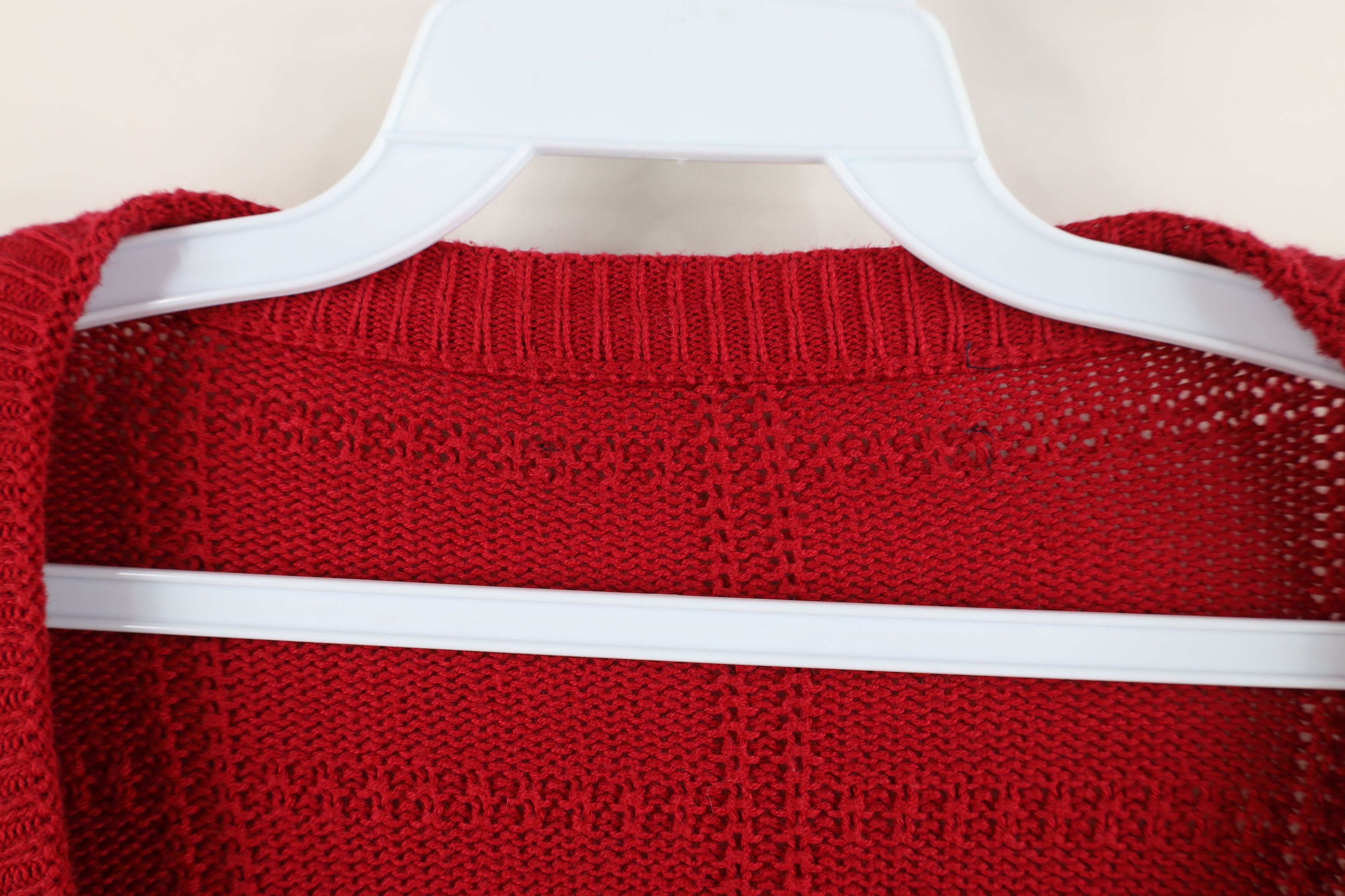 Vintage Vintage 90s Streetwear Checkered Knit Cardigan Sweater Red Size US L / EU 52-54 / 3 - 4 Thumbnail