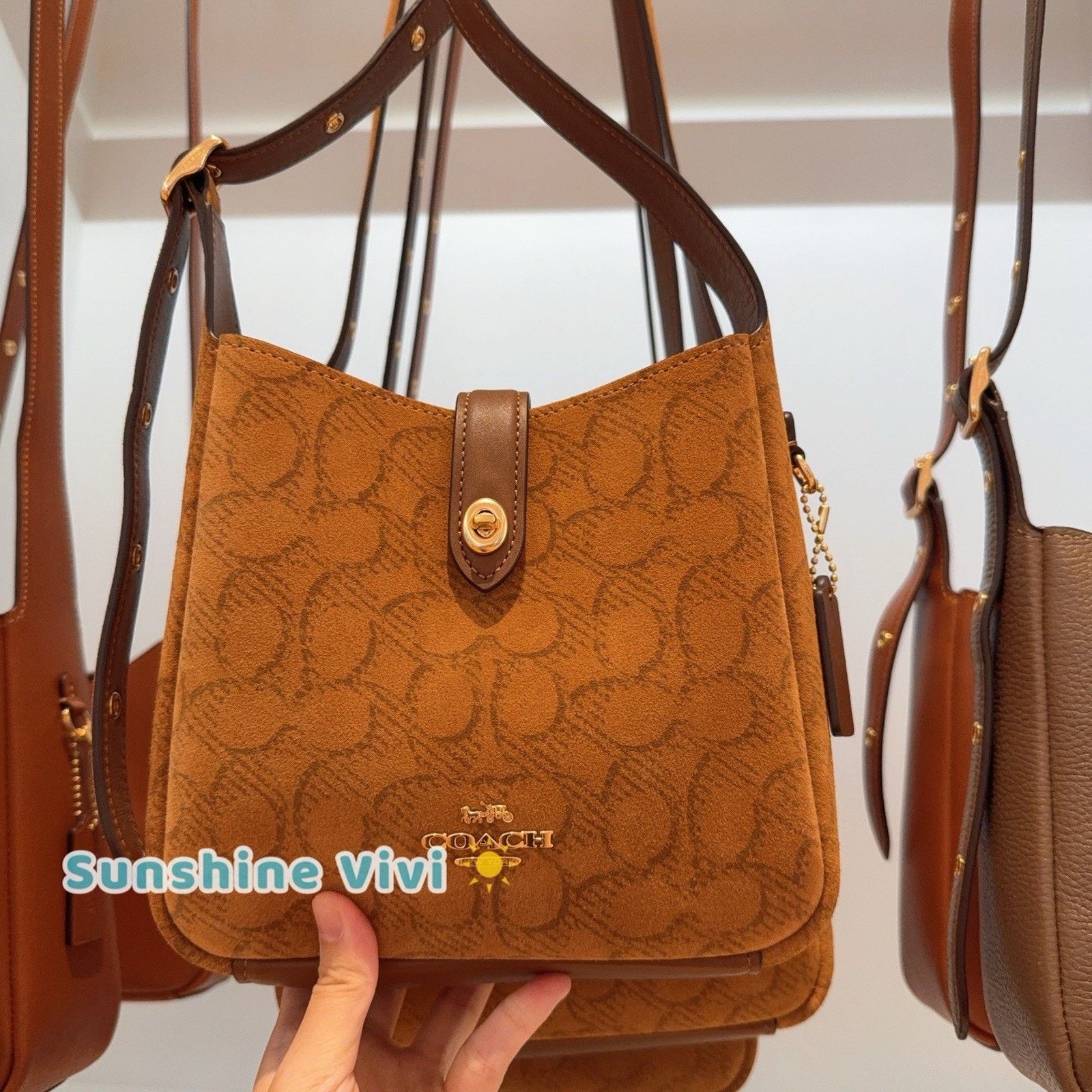 Coach NWT Coach Hadley Mini Crossbody Bag CCE16, suede/Im/Caramel Size ONE SIZE - 9 Thumbnail