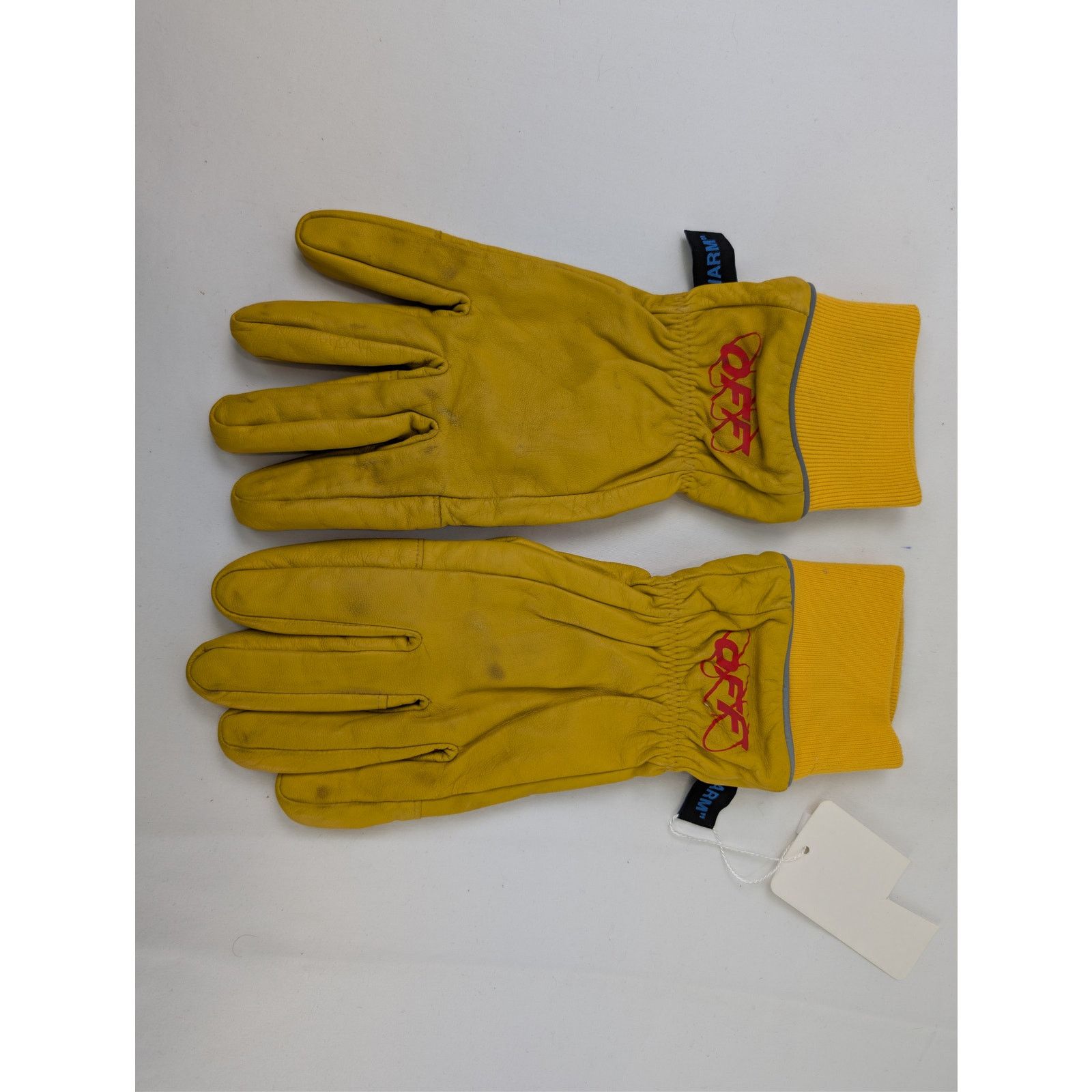 Off-White o1rshd1 Size: 10 / Distressed Logo Rib Cuff Gloves in Yellow Size ONE SIZE - 2 Thumbnail