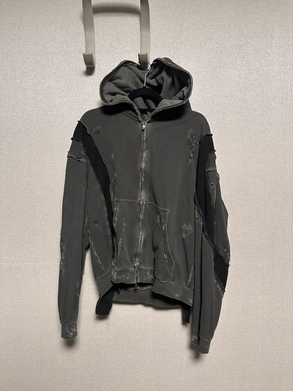 CMMAWEAR Black C Contrast Ribbed Rework Hoodie | Grailed
