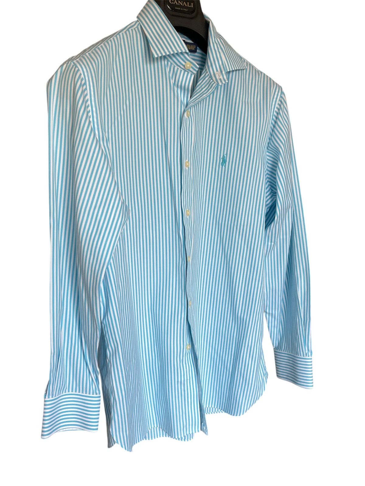 Polo Ralph Lauren Polo Ralph Lauren Turquoise/White striped sleeve shirt Size US L / EU 52-54 / 3 - 3 Thumbnail